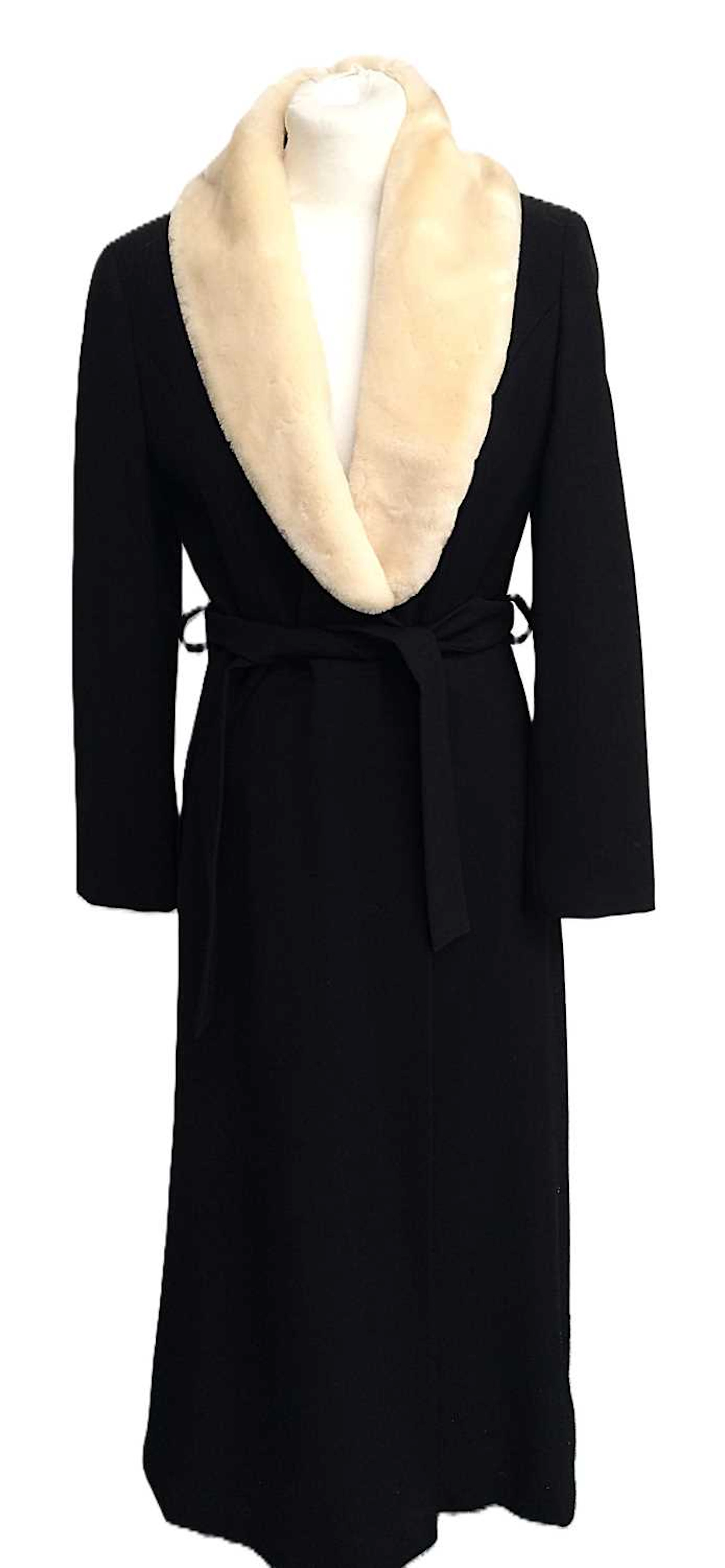 Alberta Ferretti Italy Black Wool Long Wrap Coat