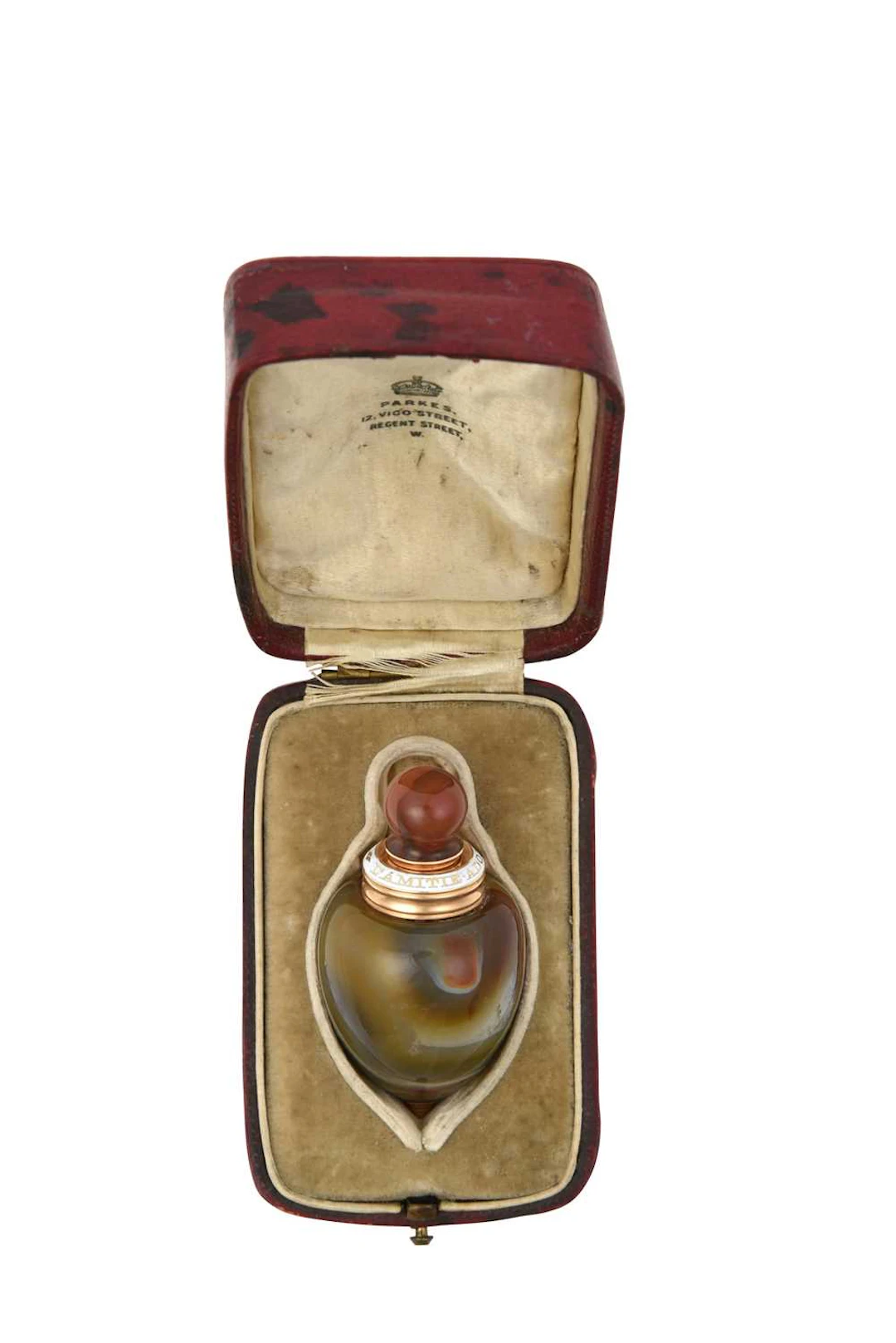 A George III Gold-Mounted and Enamelled Hardstone Scent-Bottle Apparently