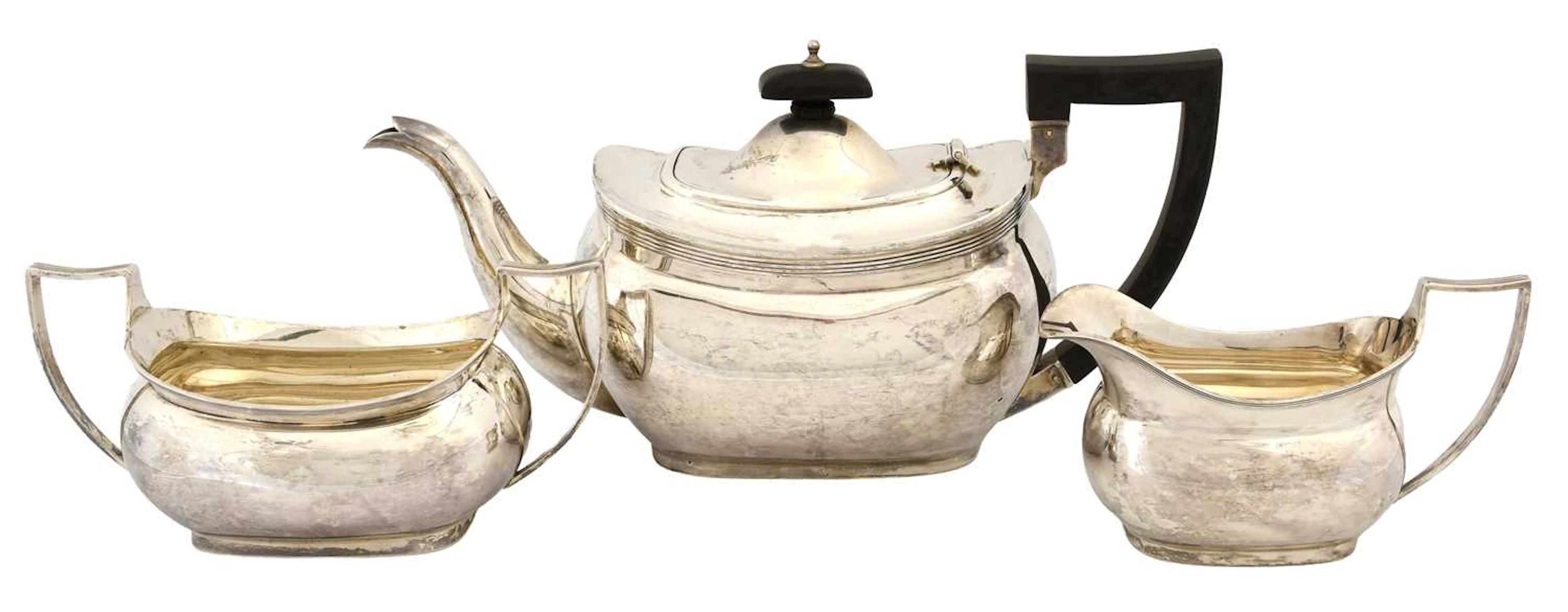 A Three-Piece George V Silver Tea-Service, by Barker Brothers Silver