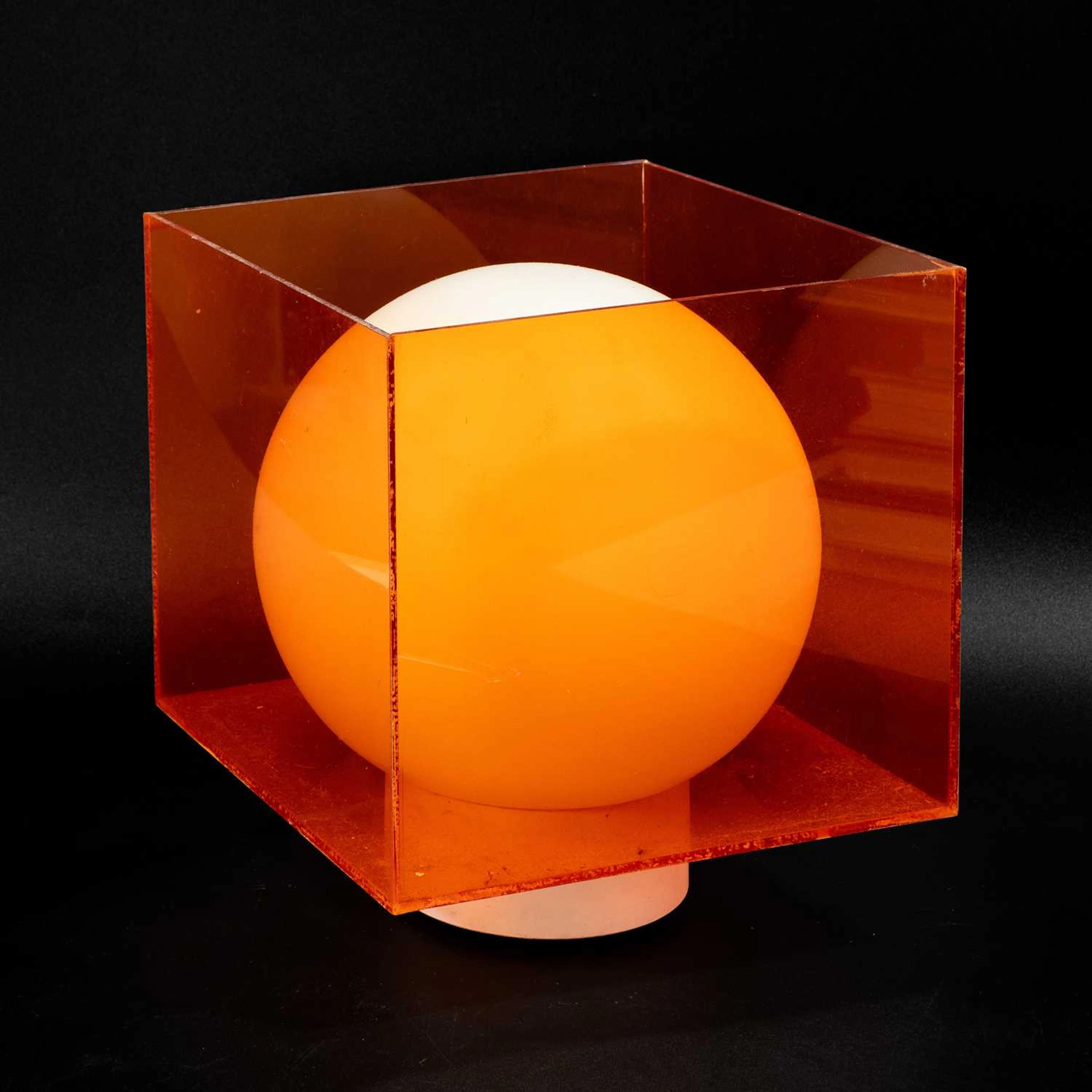 A 1970s Orange Perspex Cube Lamp