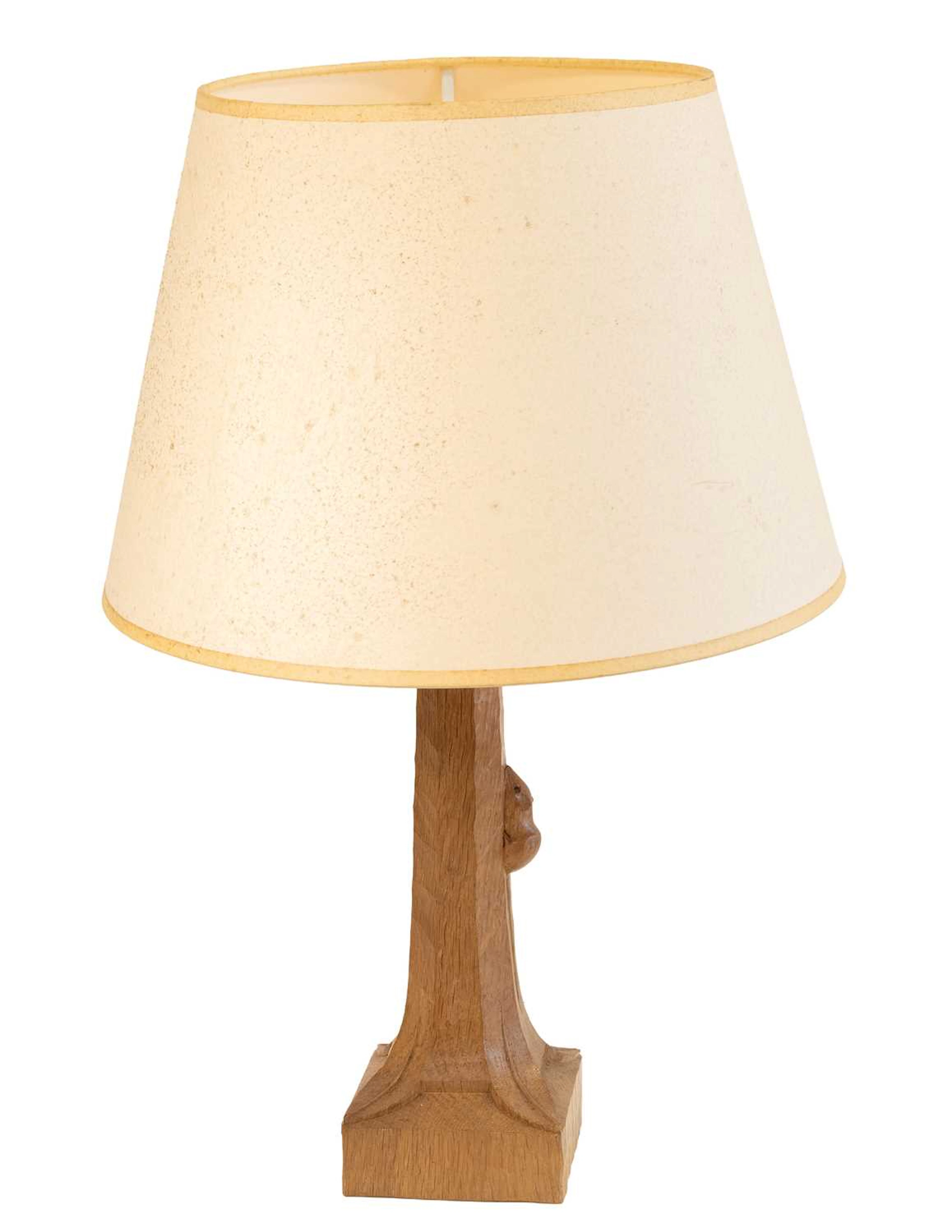 Workshop of Robert Mouseman Thompson (Kilburn): An English Oak Table Lamp