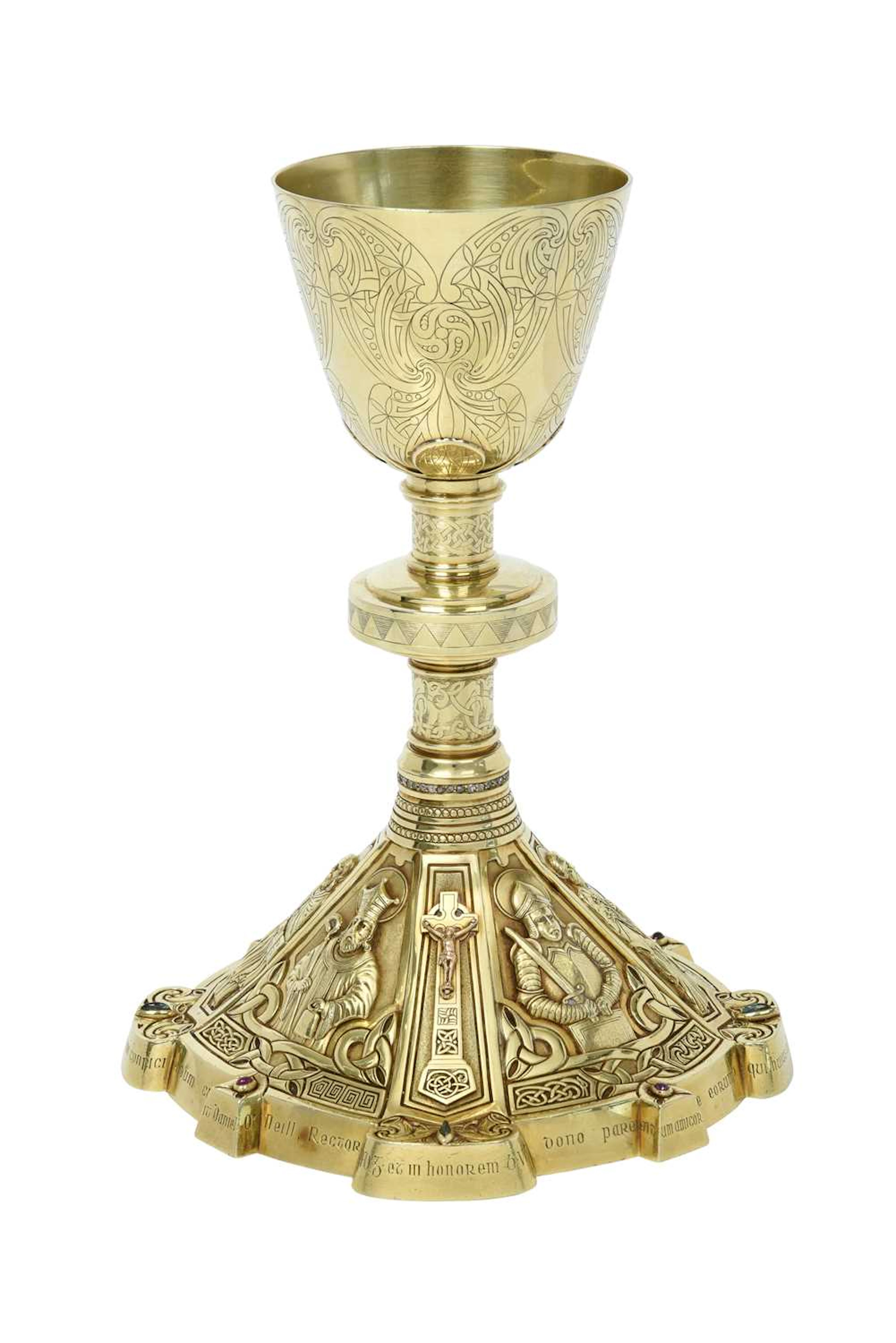 An Important George V Irish 'Gem'-Set Gold Chalice by Edmond Johnson