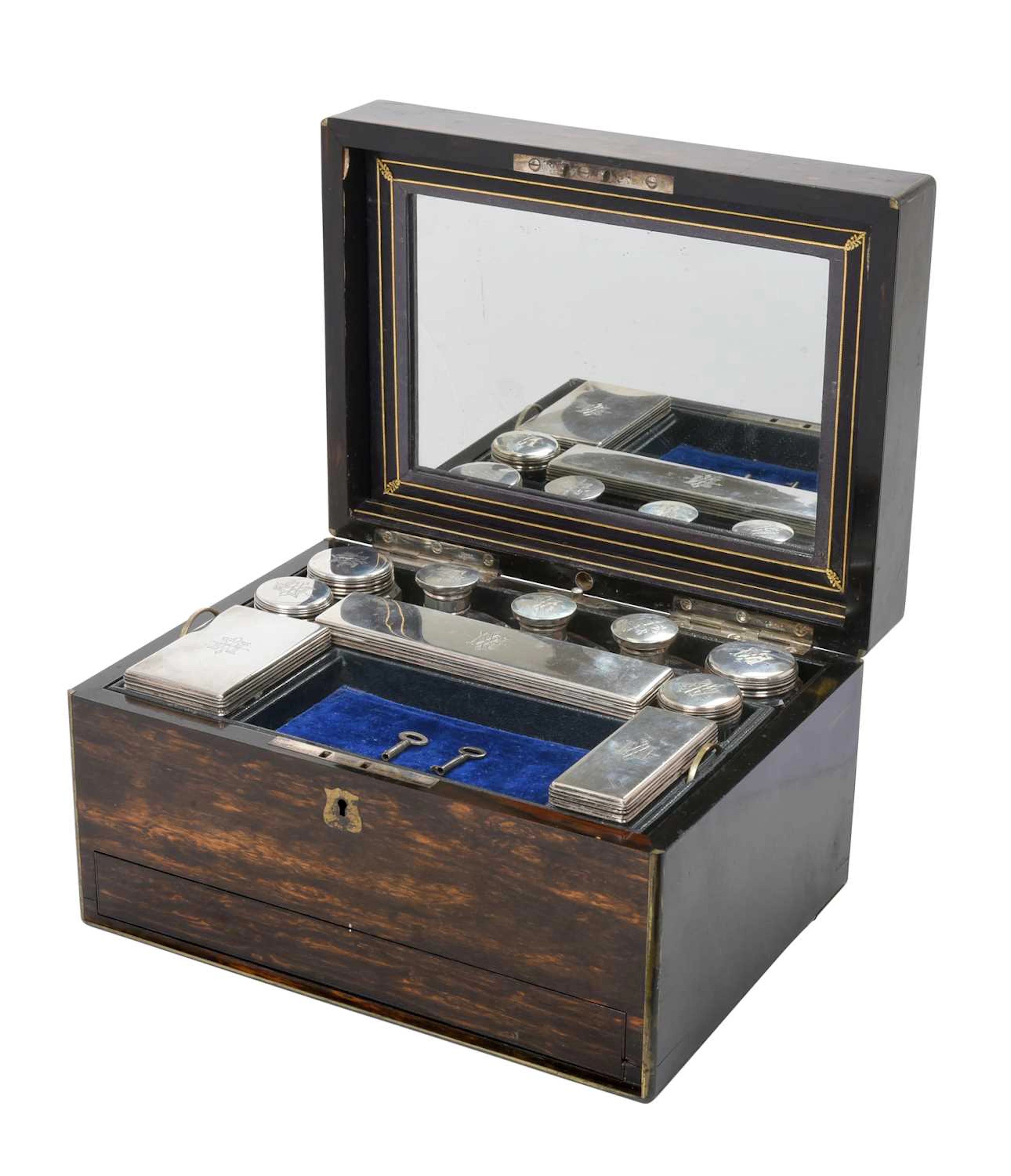 A Victorian Silver-Mounted Dressing-Table Service by Frances Douglas