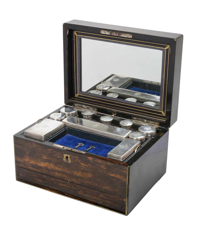 A Victorian Silver-Mounted Dressing-Table Service by Frances Douglas