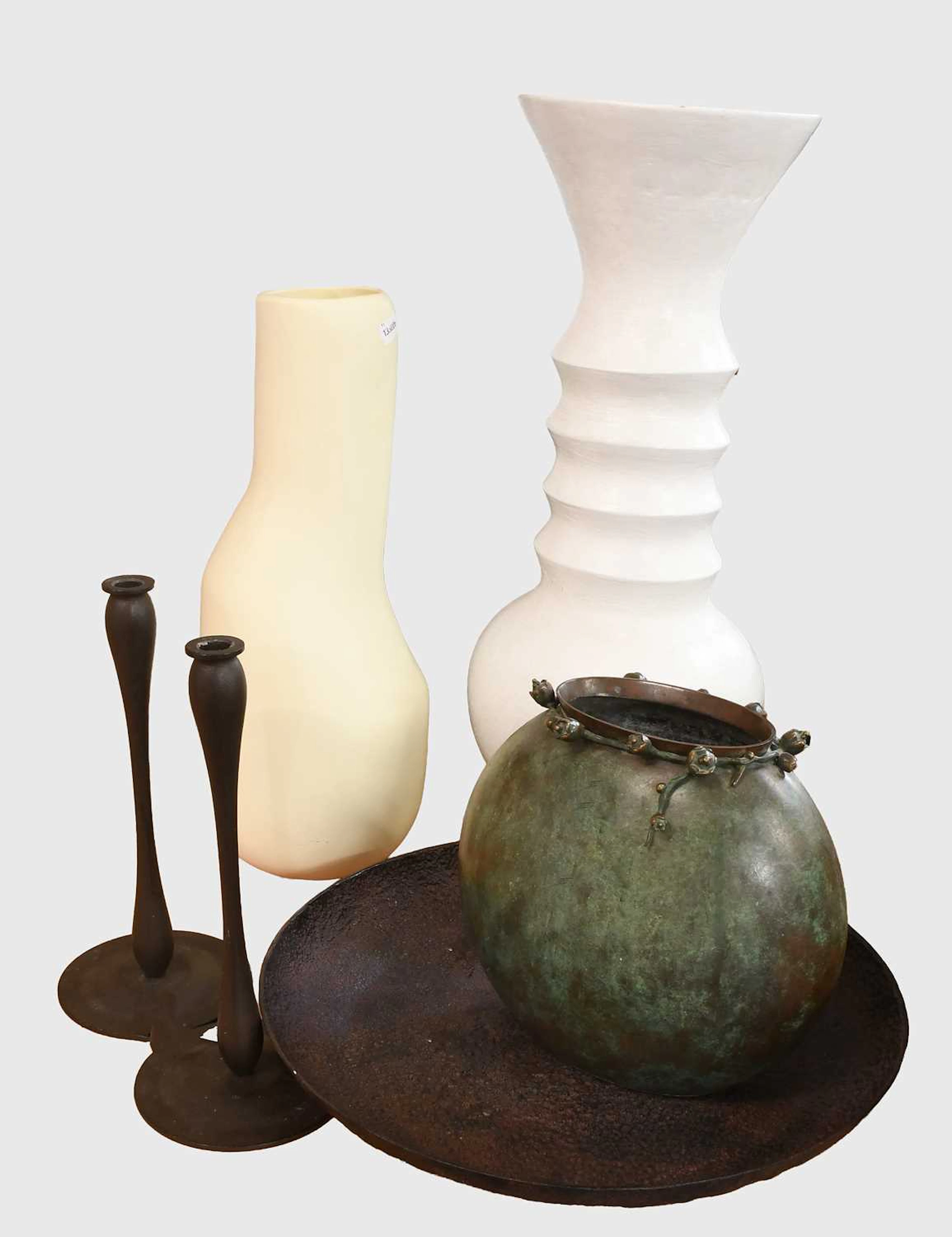 A Contemporary White-Glazed Terracotta Vase