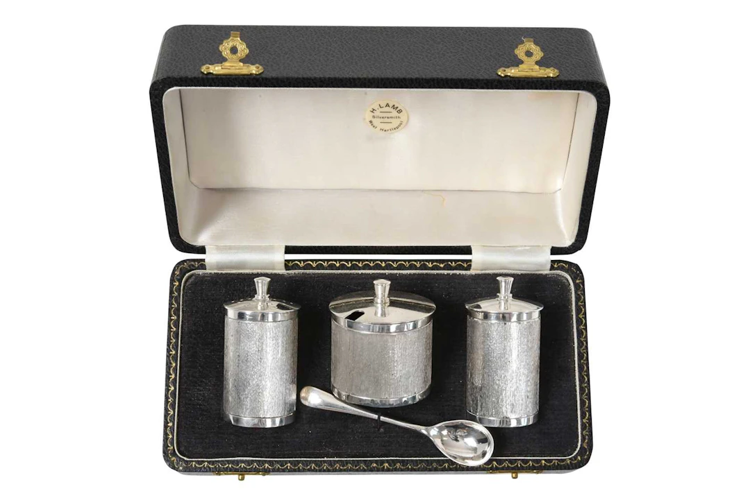A Cased Elizabeth II Silver Condiment-Set by J. B. Chatterley and