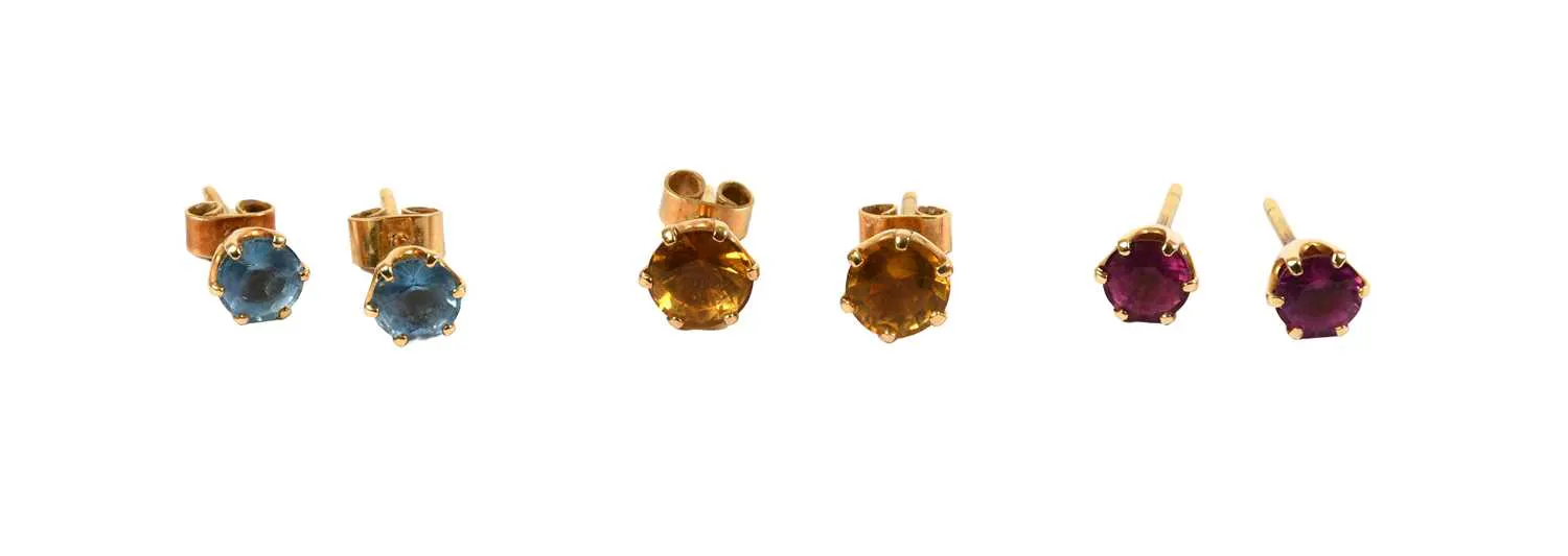 Three Pairs of Gem-Set Earrings