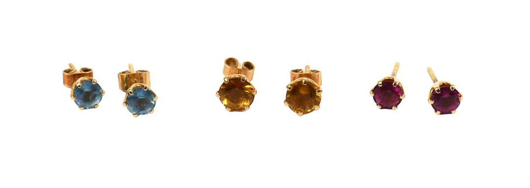 Three Pairs of Gem-Set Earrings
