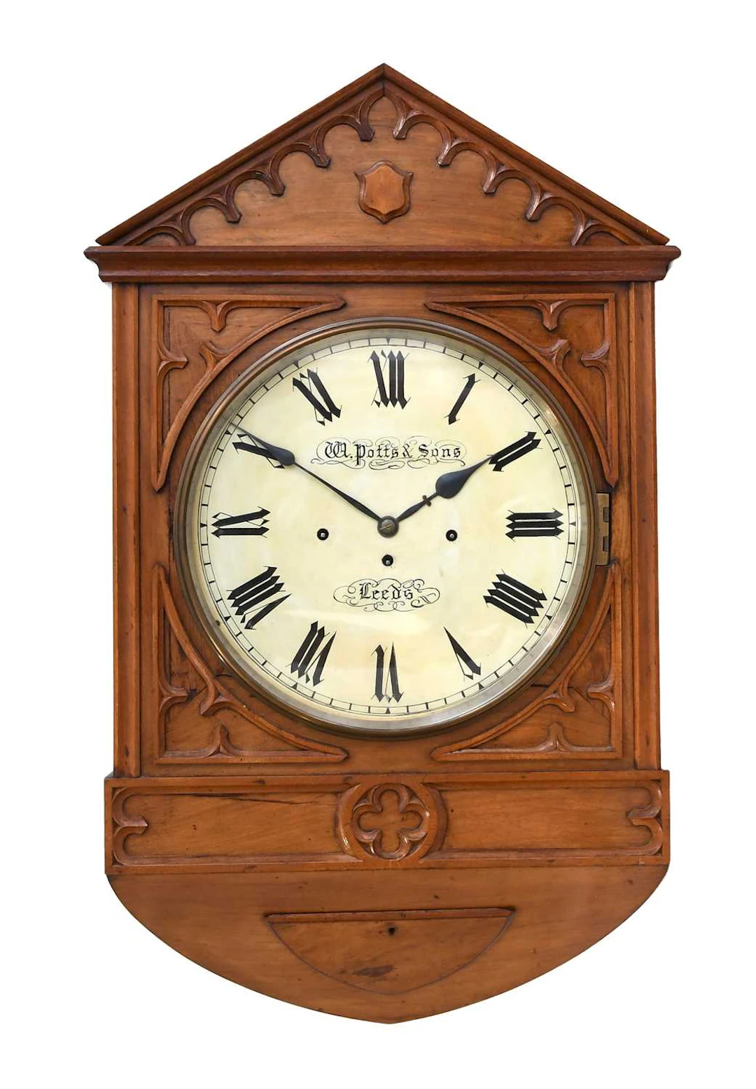 A Mahogany Chiming Wall Clock, signed W Potts & Sons, Leeds, circa 1870