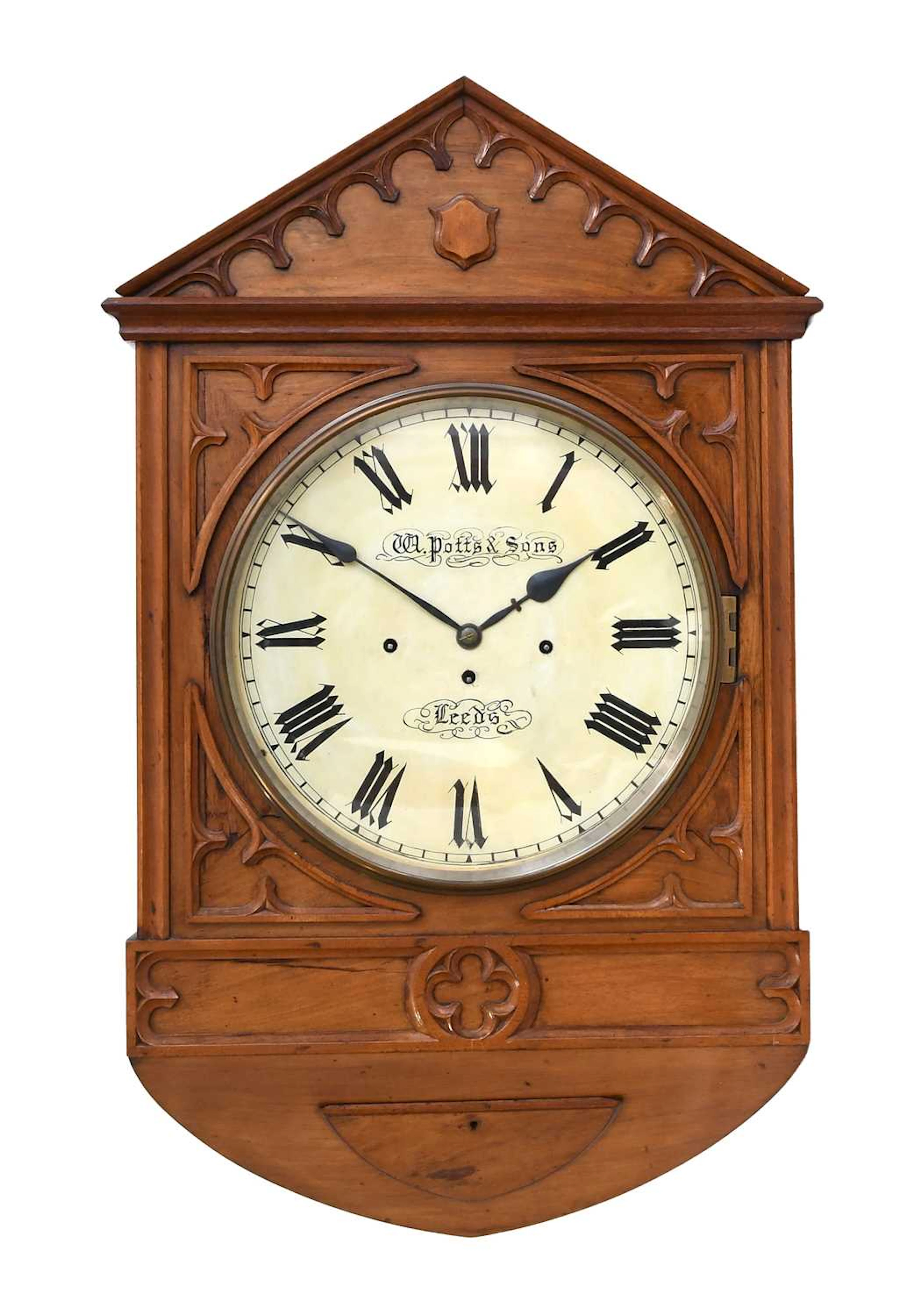 A Mahogany Chiming Wall Clock, signed W Potts & Sons, Leeds, circa 1870