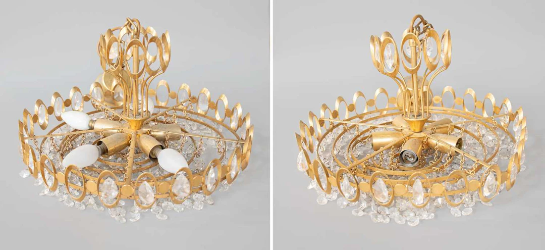 A Pair of Gilt-Metal Five-Tier Electroliers