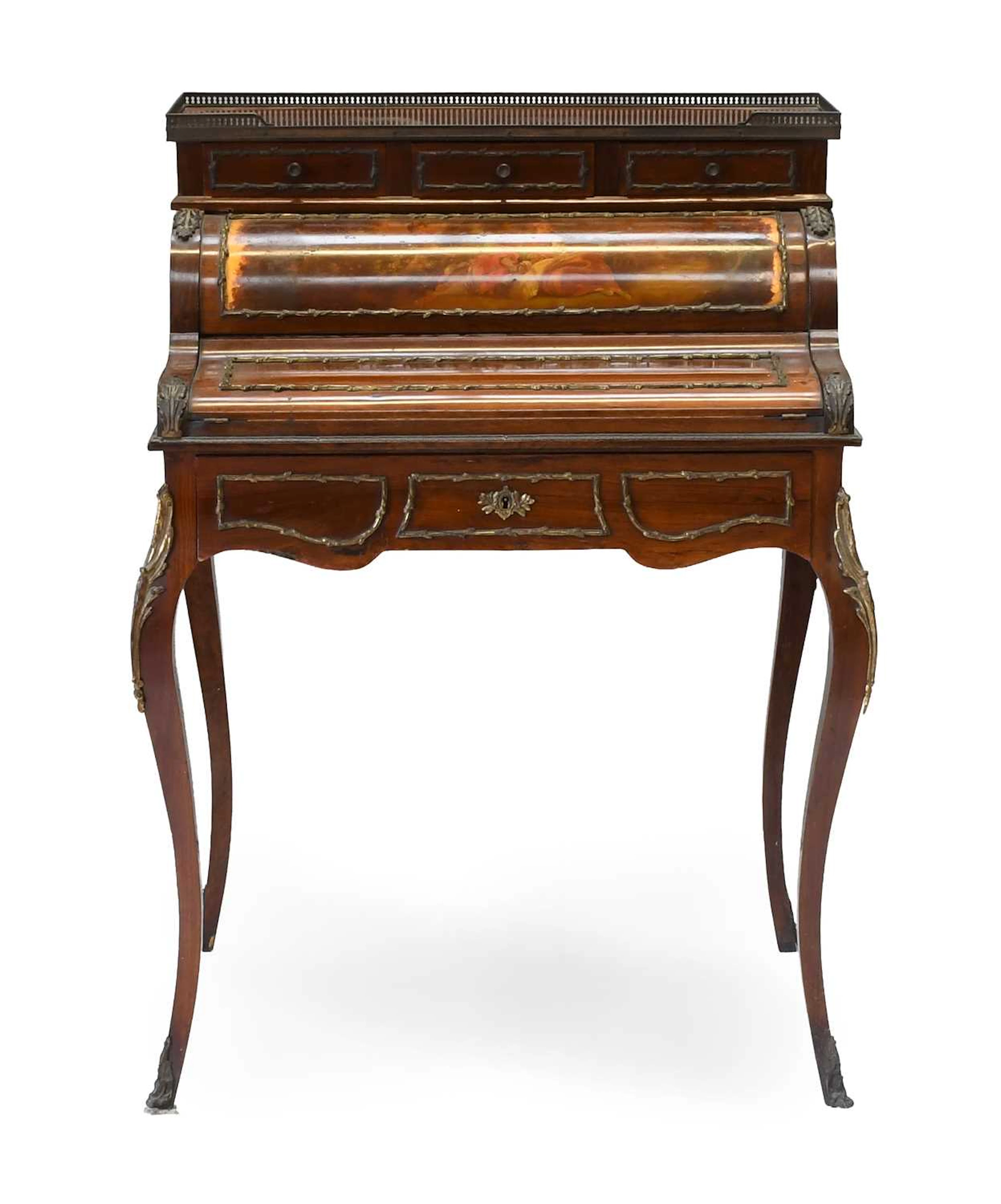 A French Louis XV-Style Kingwood and Vernis Martin-Style Bureau de