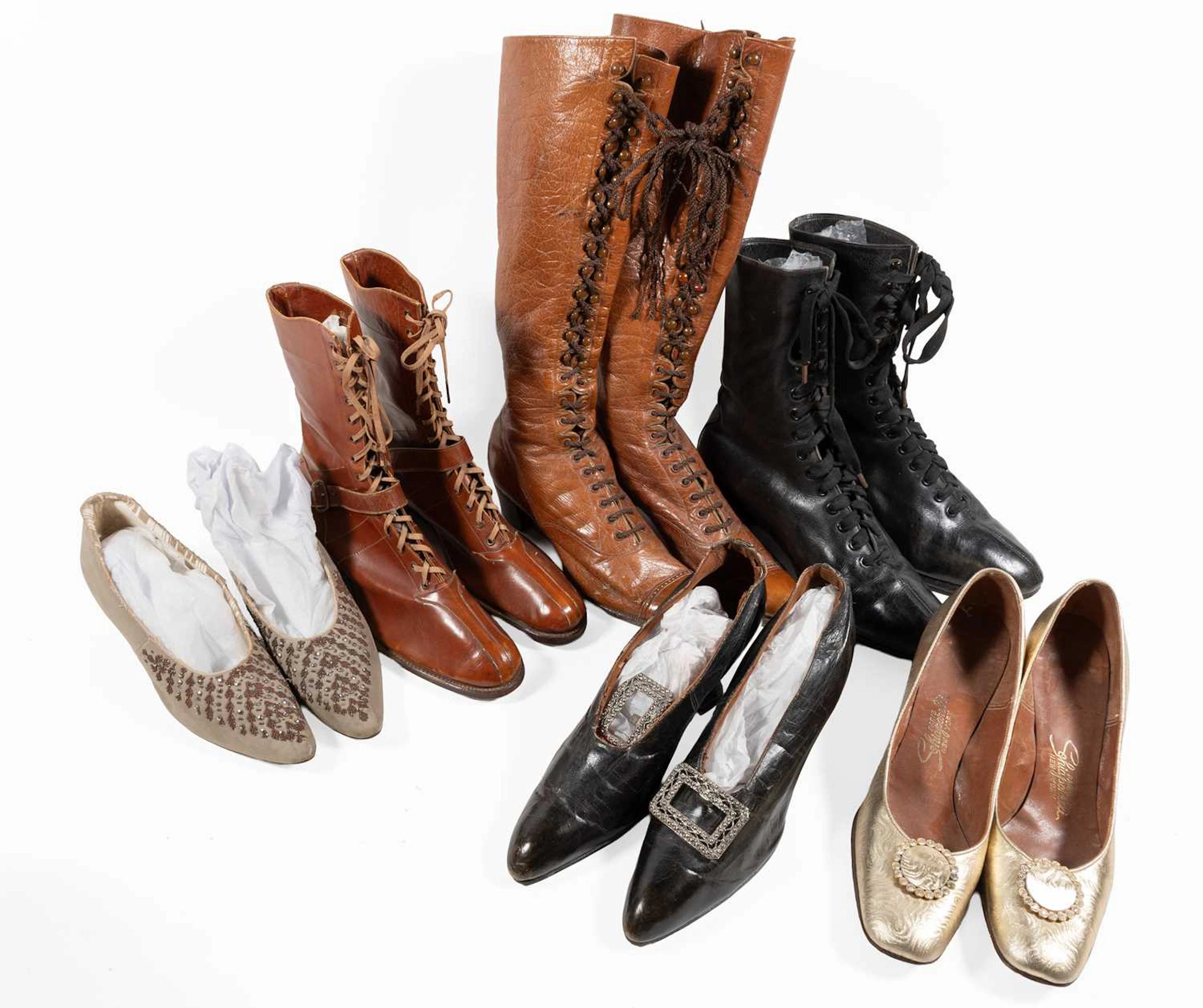 19th and 20th Century Leather Lace Up Boots and Shoes, A W Gamage