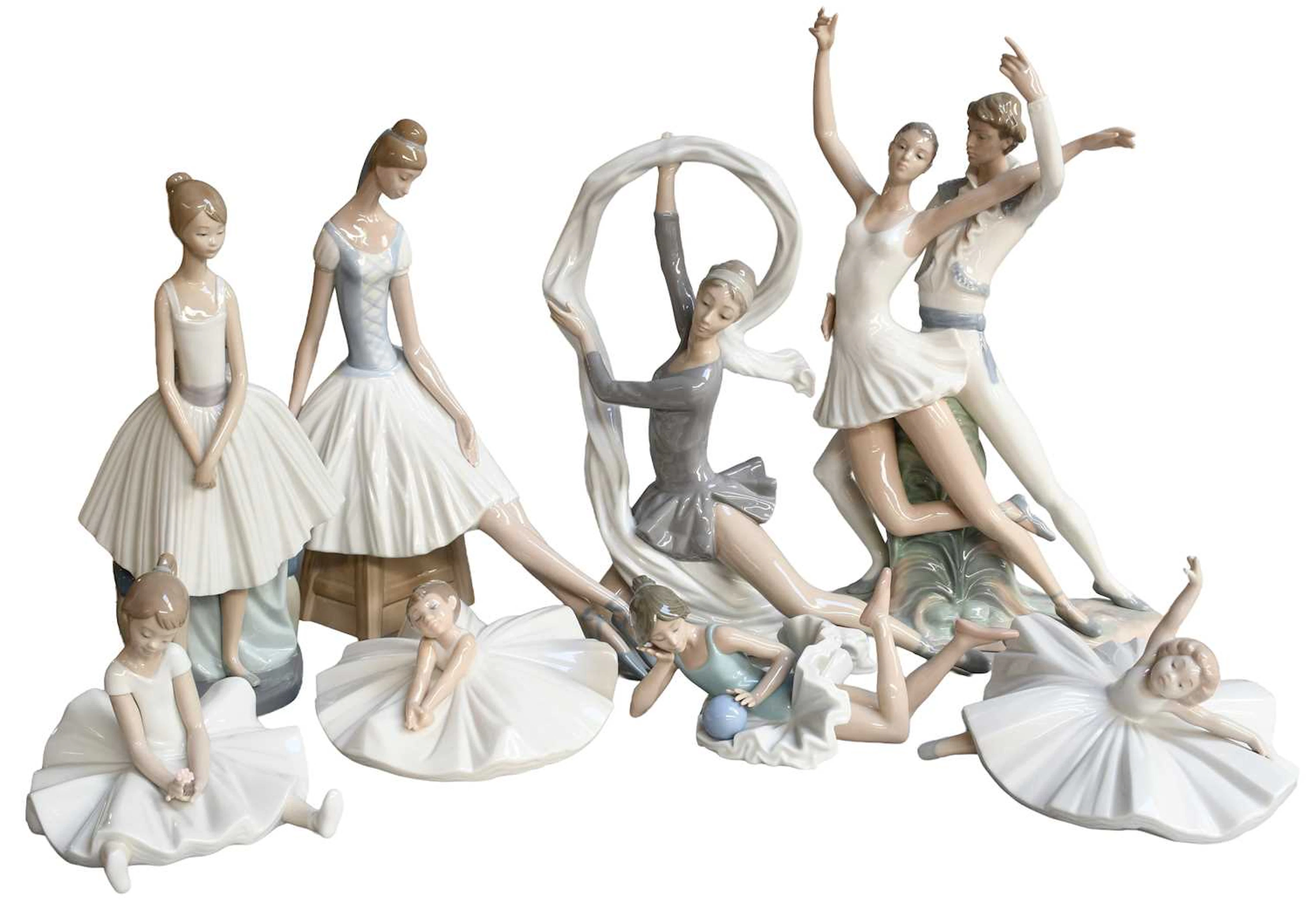 Four Large Nao Porcelain Figures of Dancers