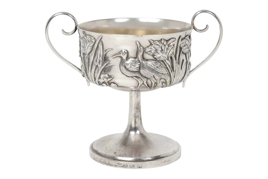 A Chinese Export Silver Two-Handled Cup Retailed by Sing Fat, Canton