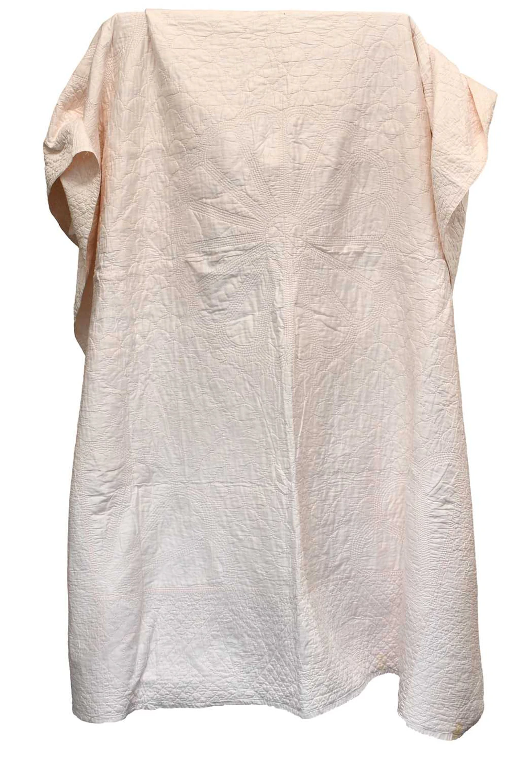 Late 19th Century Pale Pink Cotton Wholecloth Reversible Quilt