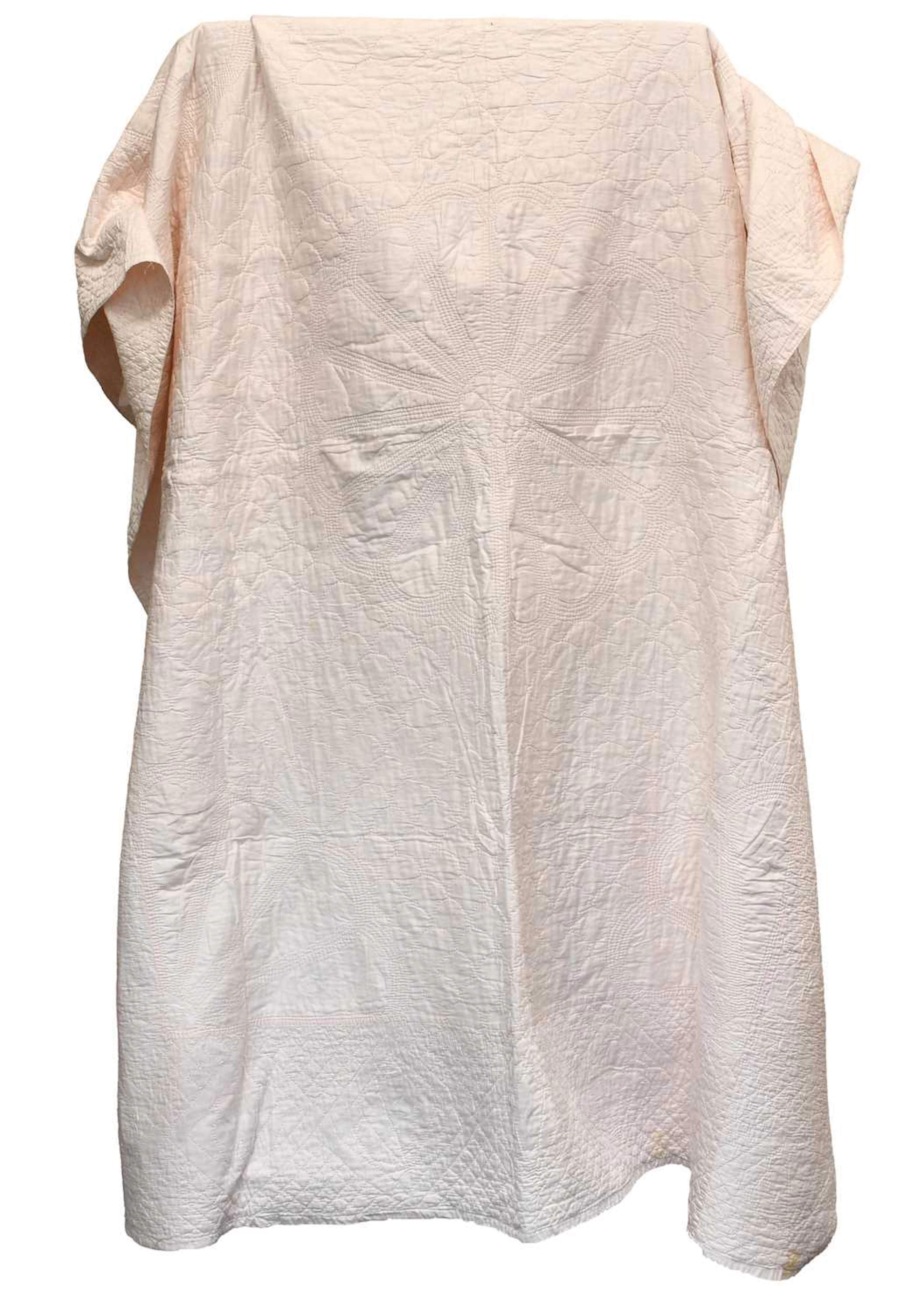 Late 19th Century Pale Pink Cotton Wholecloth Reversible Quilt