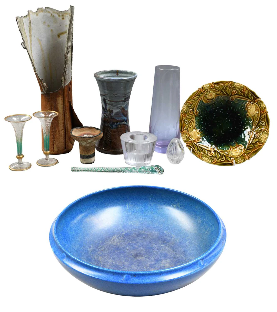A Collection of Studio Pottery and Glass etc
