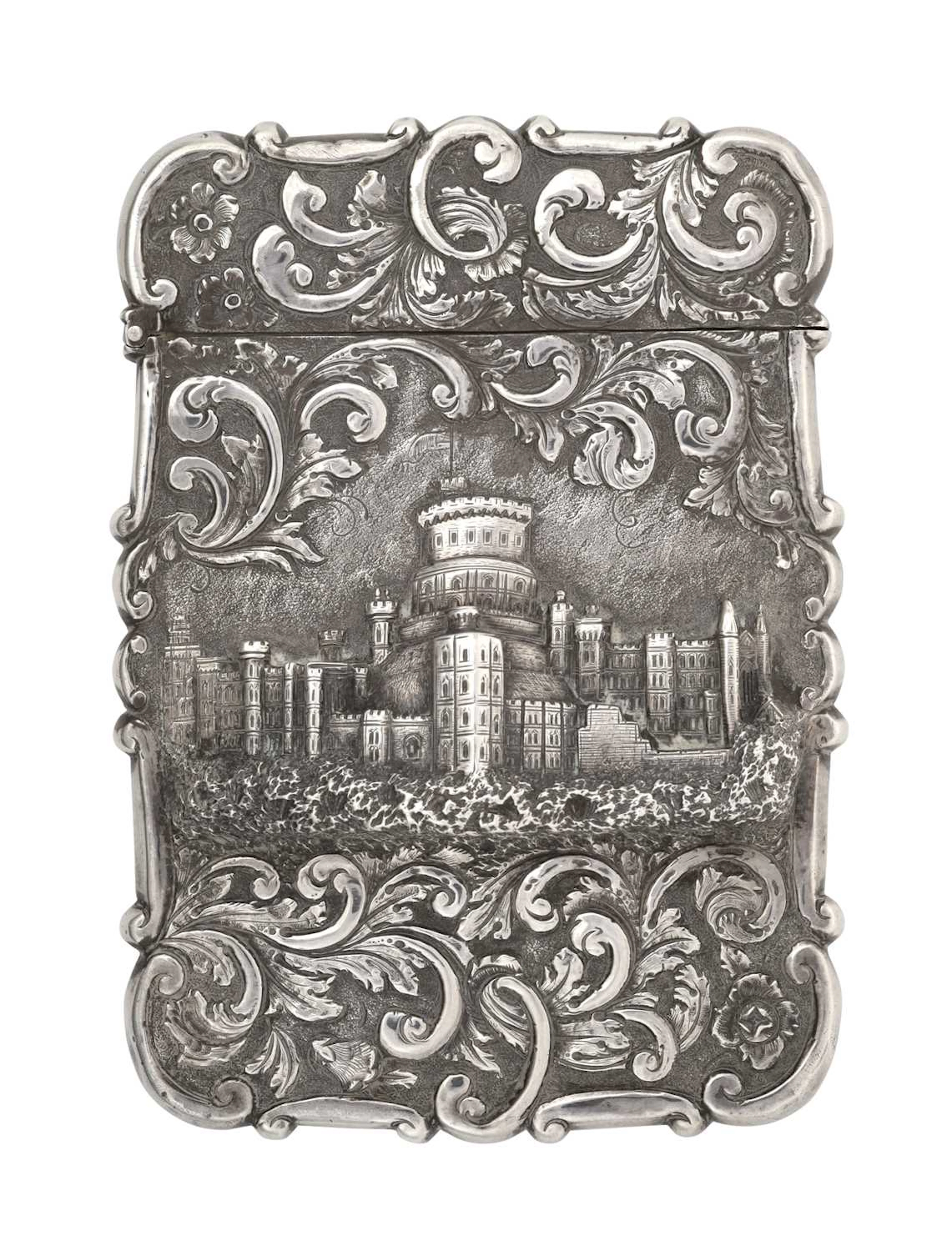 A Victorian Silver Castle-Top Card-Case by Nathaniel Mills, Birmingham