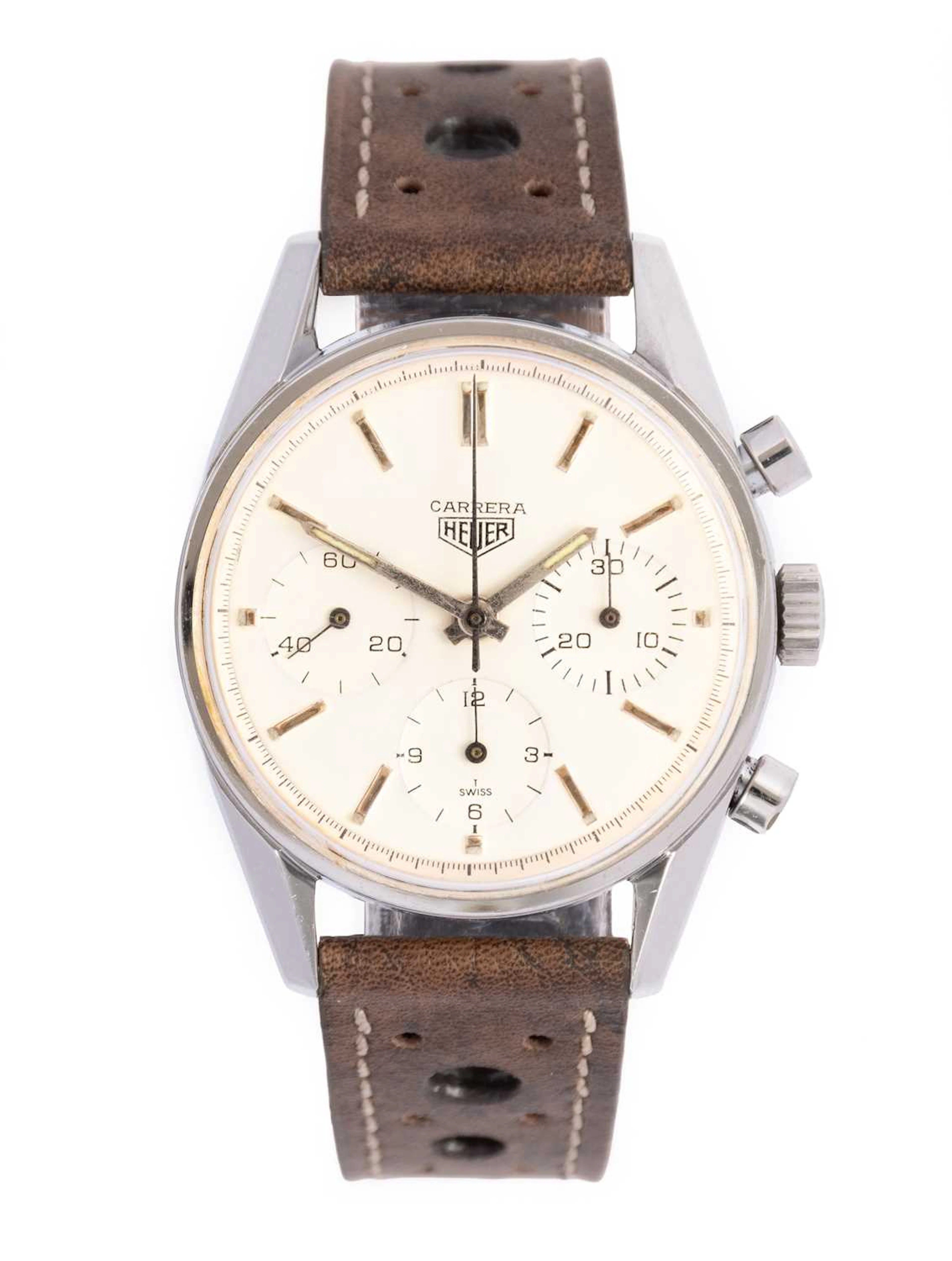 Heuer: A Stainless Steel Chronograph Wristwatch, signed Heuer, model: