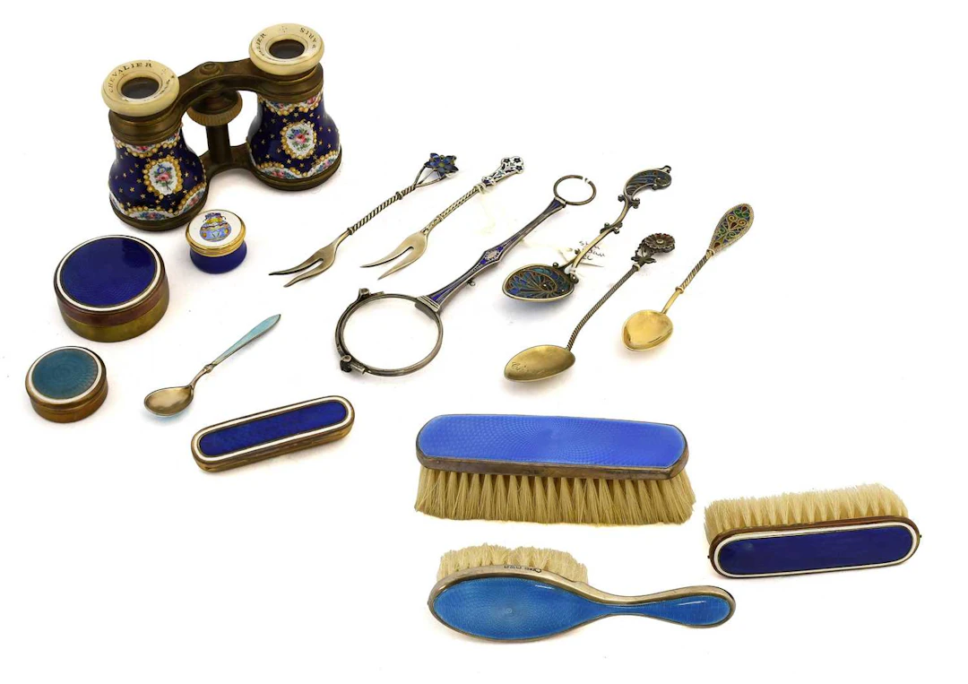 A Collection of Assorted Silver and Enamel Items, Together With