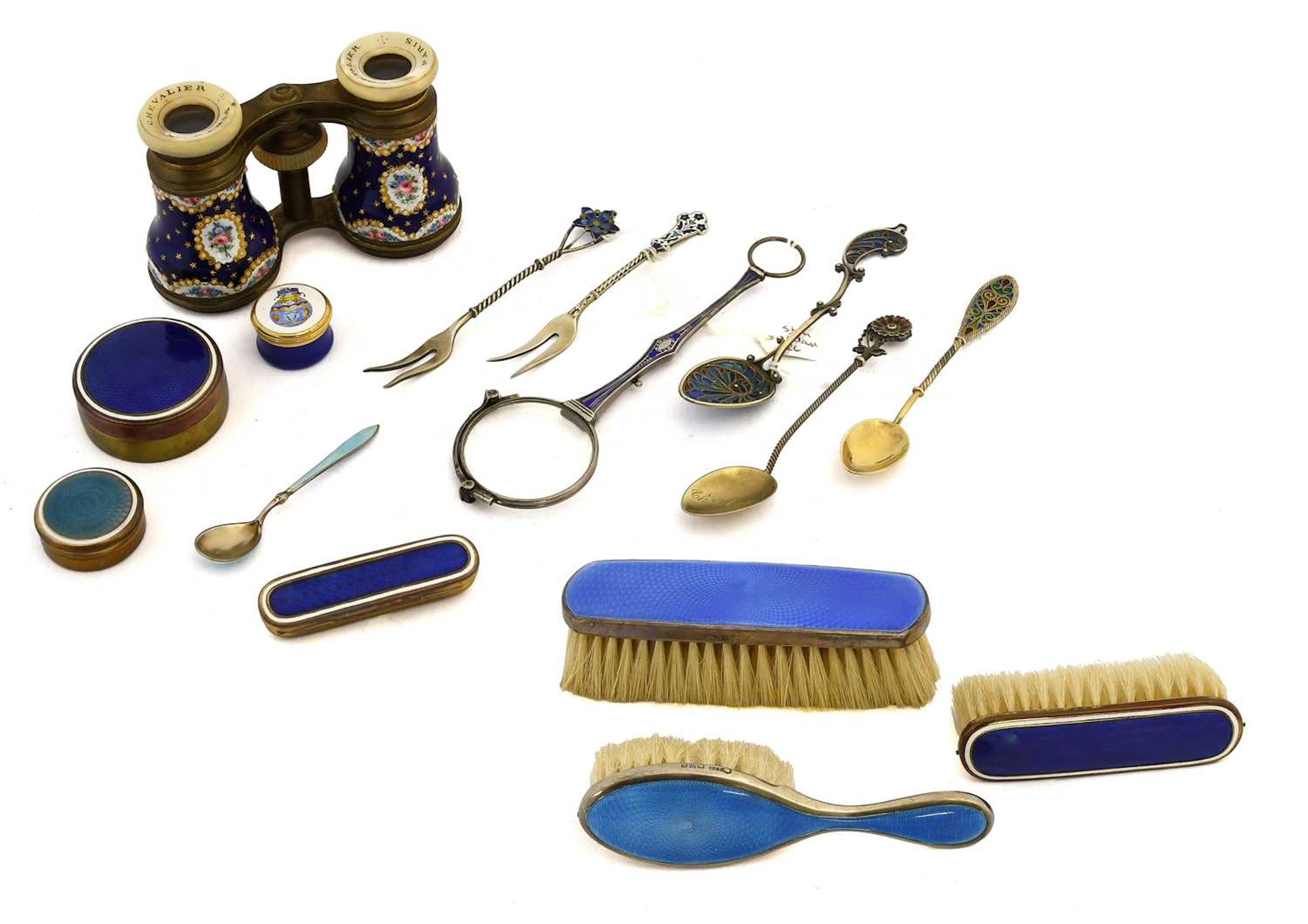 A Collection of Assorted Silver and Enamel Items, Together With