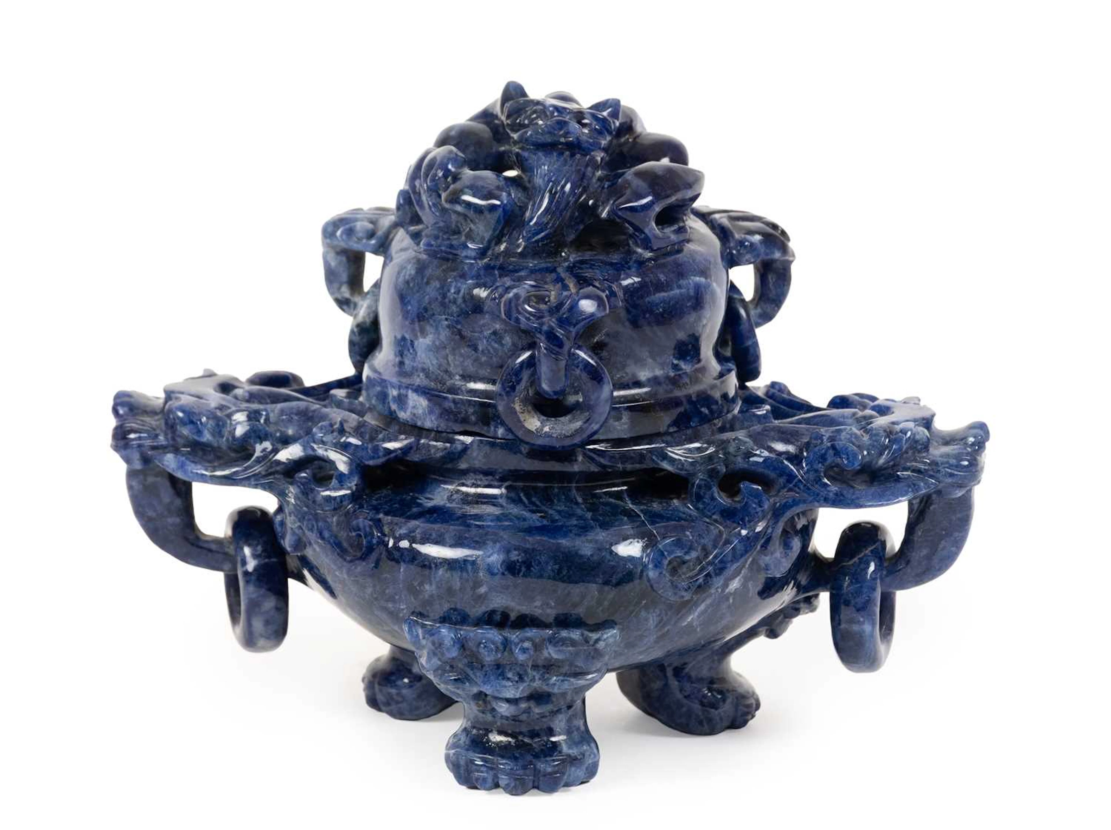 A Chinese Lapis Lazuli Censer and Cover, 20th century