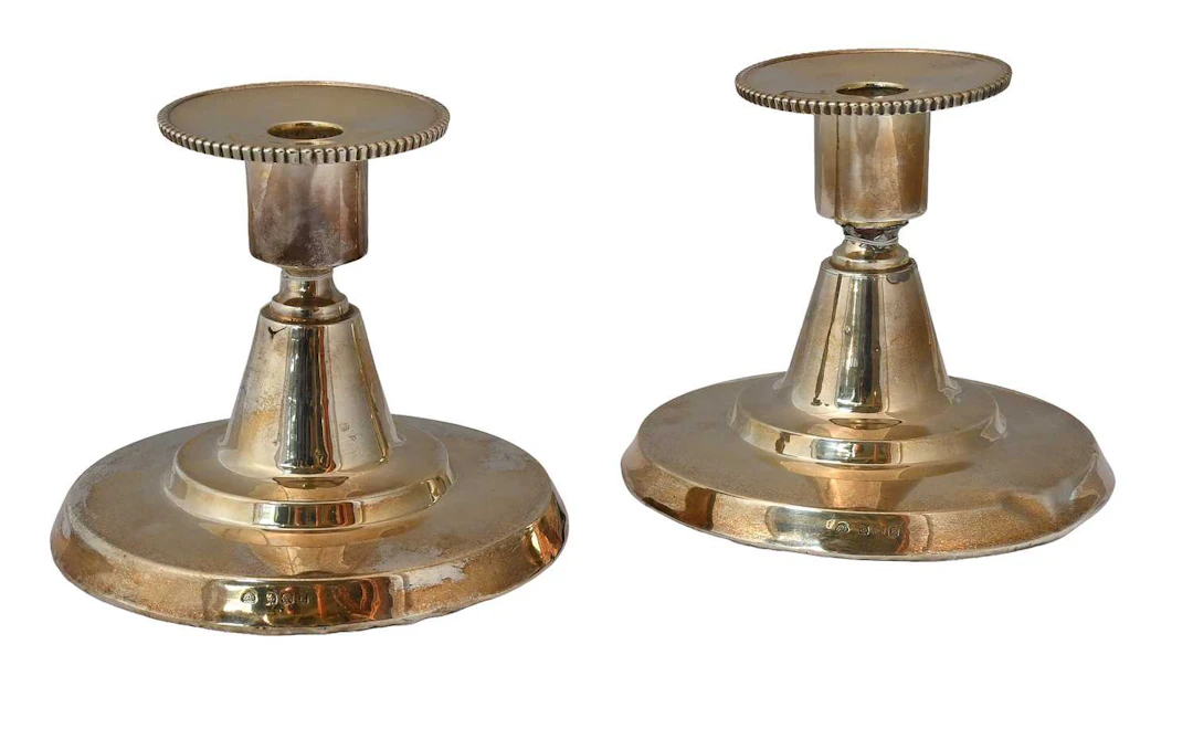 A Pair of George V Silver Candlesticks, by Adie Brothers Ltd., Birmingham
