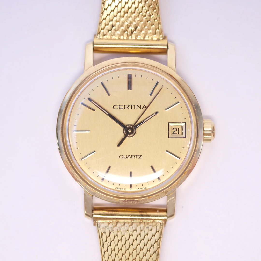 CERTINA. DAMARMBANDSUR. 14K GULD.