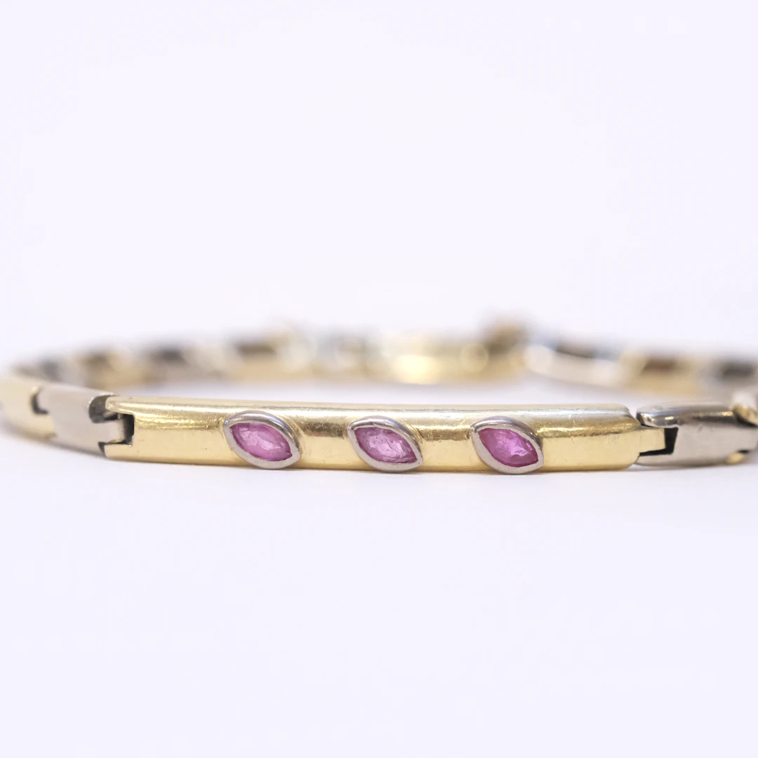 ARMBAND, 18K RÖTT OCH VITT GULD, MED RUBINER.