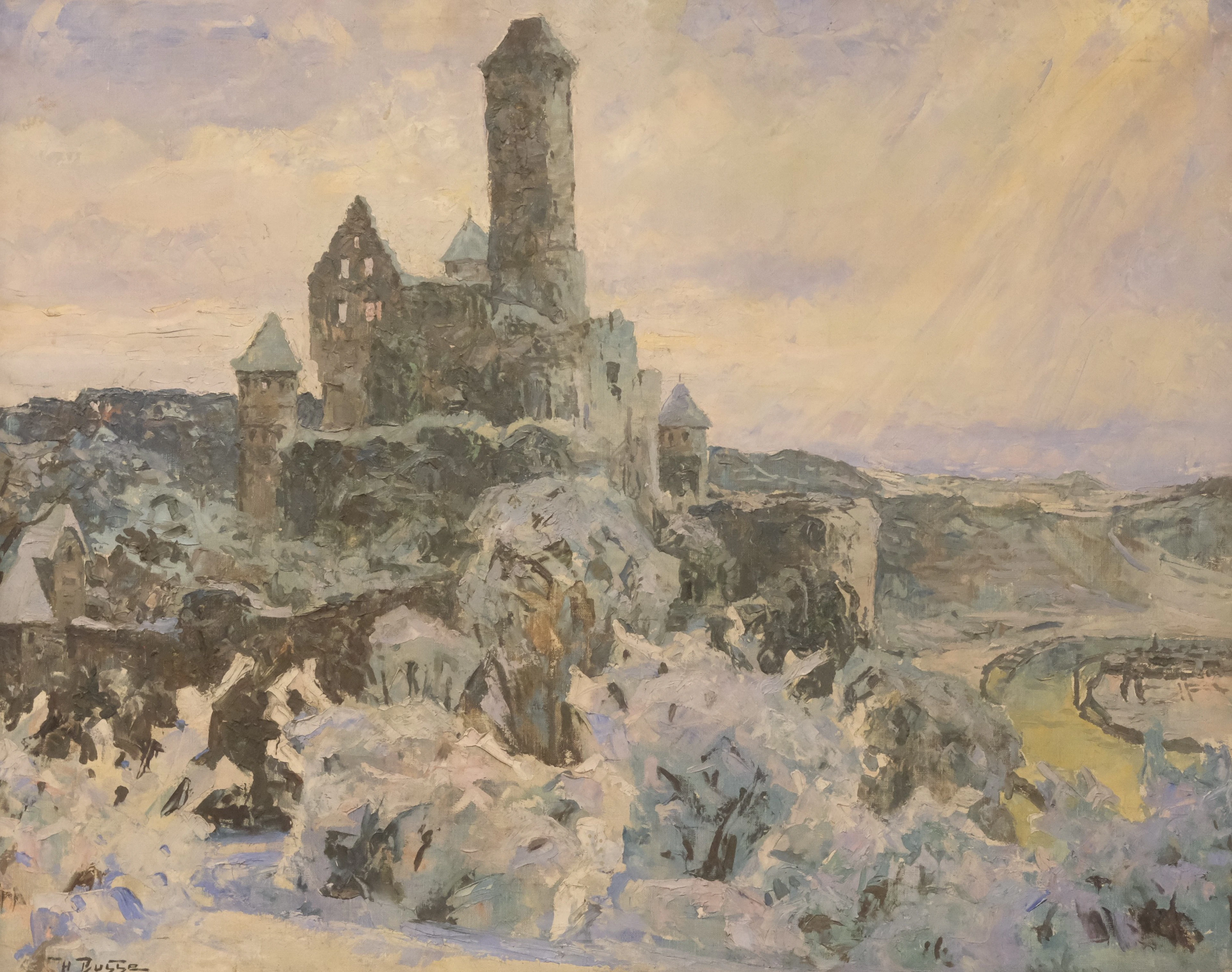 HERMANN BUSSE. LANDSKAP MED SLOTTSRUIN.