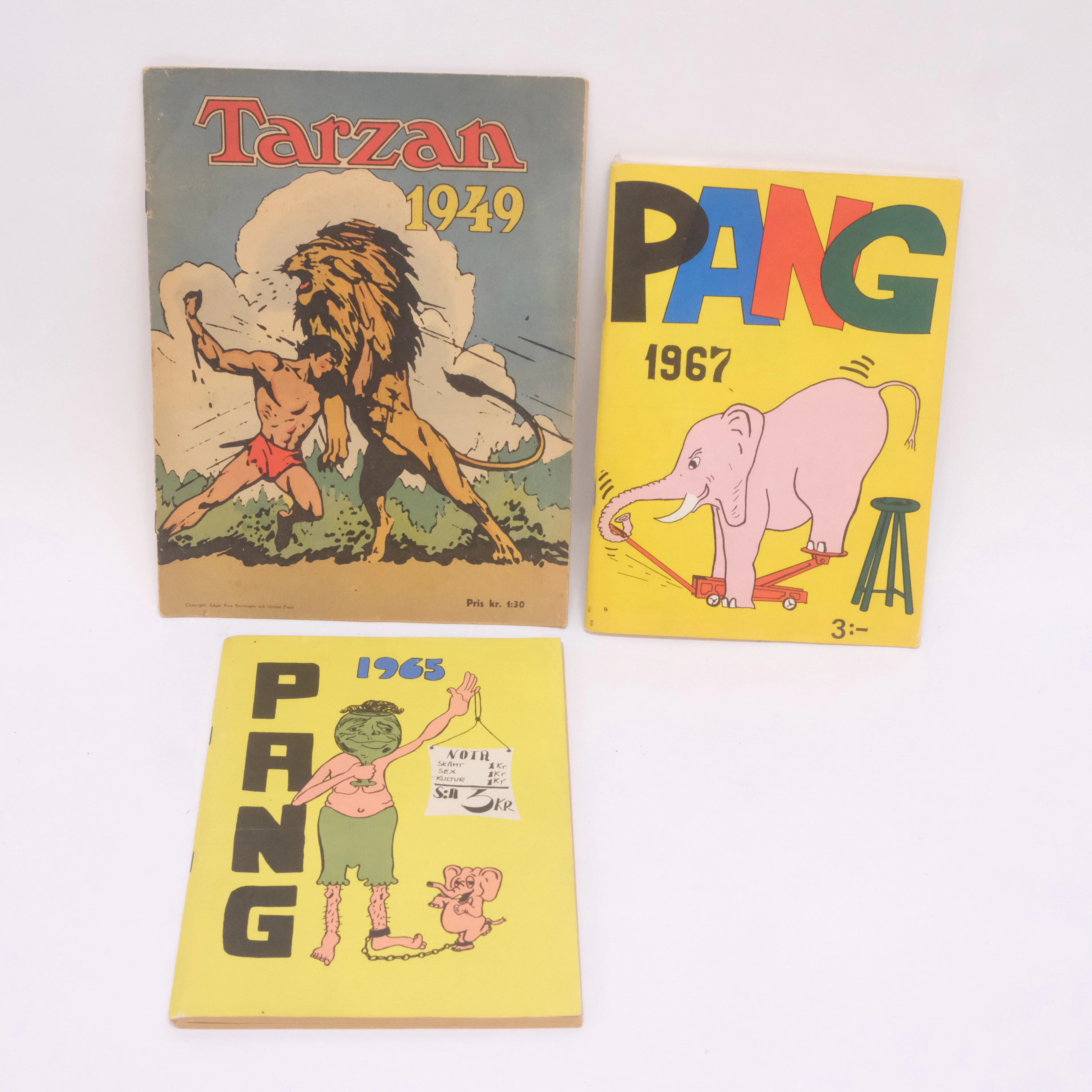 SERIETIDNING TARZAN 1949 SAMT TIDSKRIFTEN PANG 1965 OCH 1967.