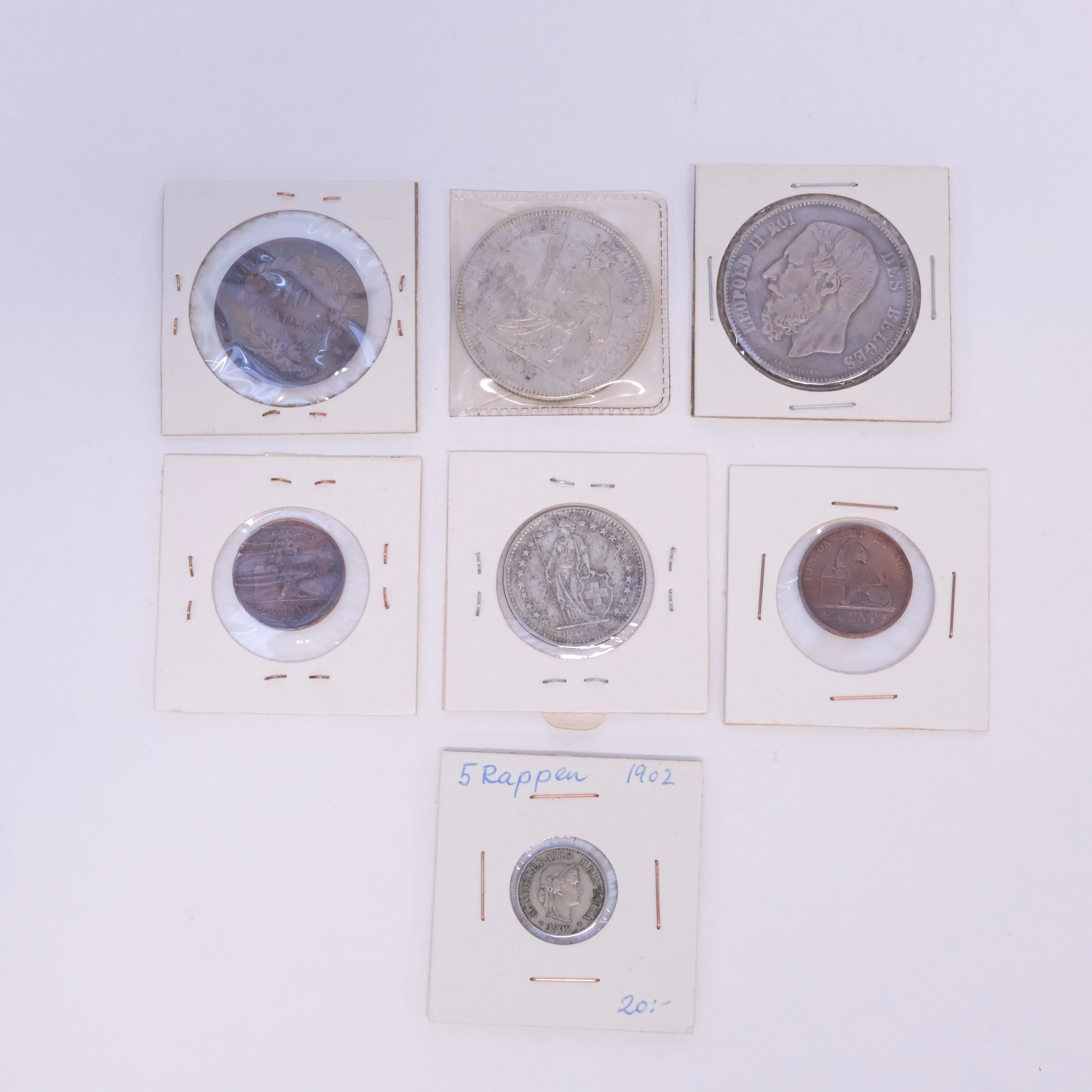 SAMLING MYNT, DELVIS SILVER, FRANKRIKE, SCHWEIZ OCH BELGIEN.