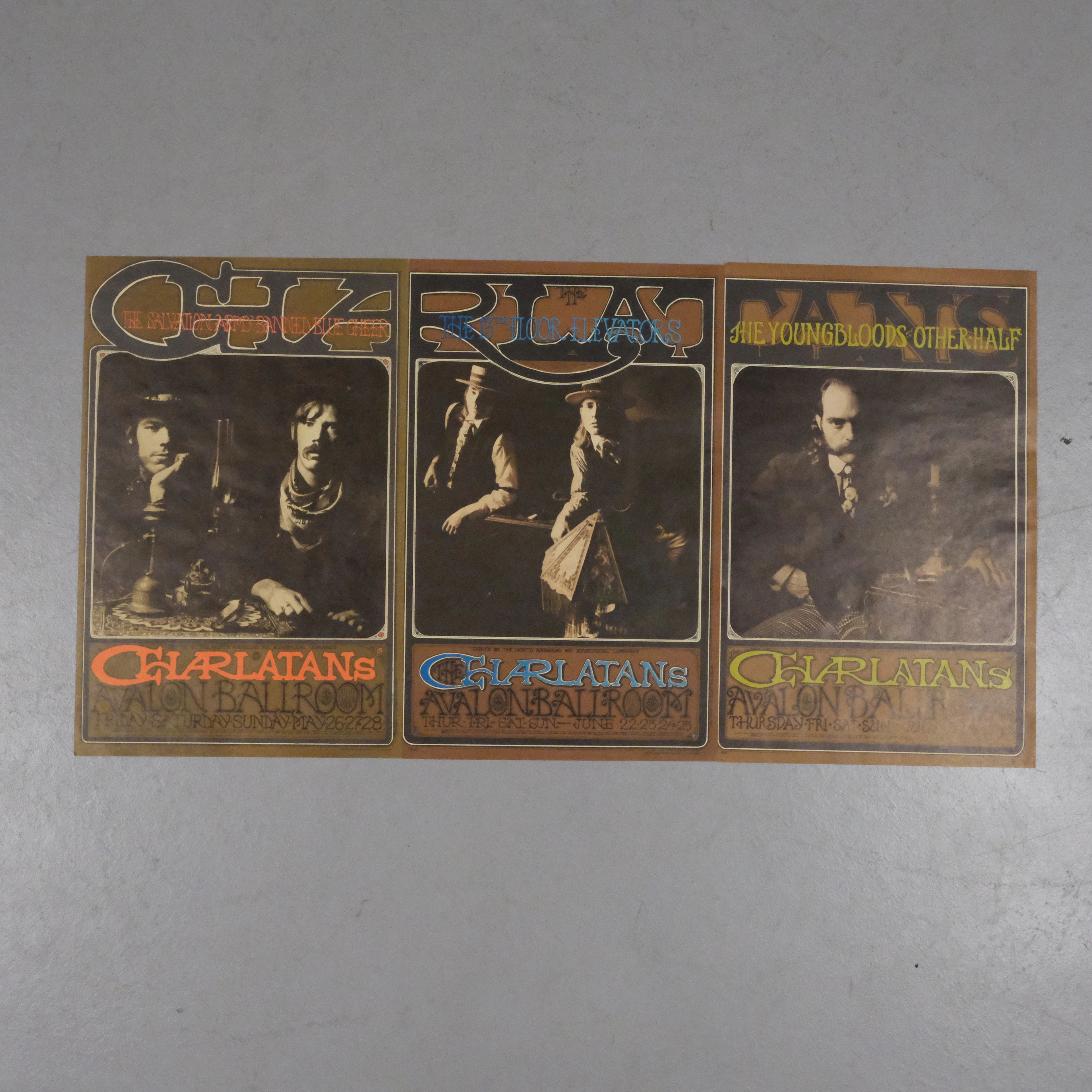 TRE AFFISCHER / POSTERS, THE CHARLATANS, AVALON BALLROOM, 1960-TAL.
