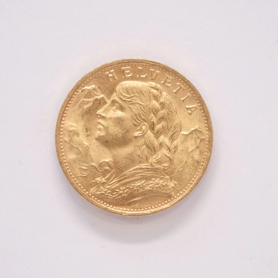 GULDMYNT, 20 FRANCS, SCHWEIZ, 21.6K GULD.