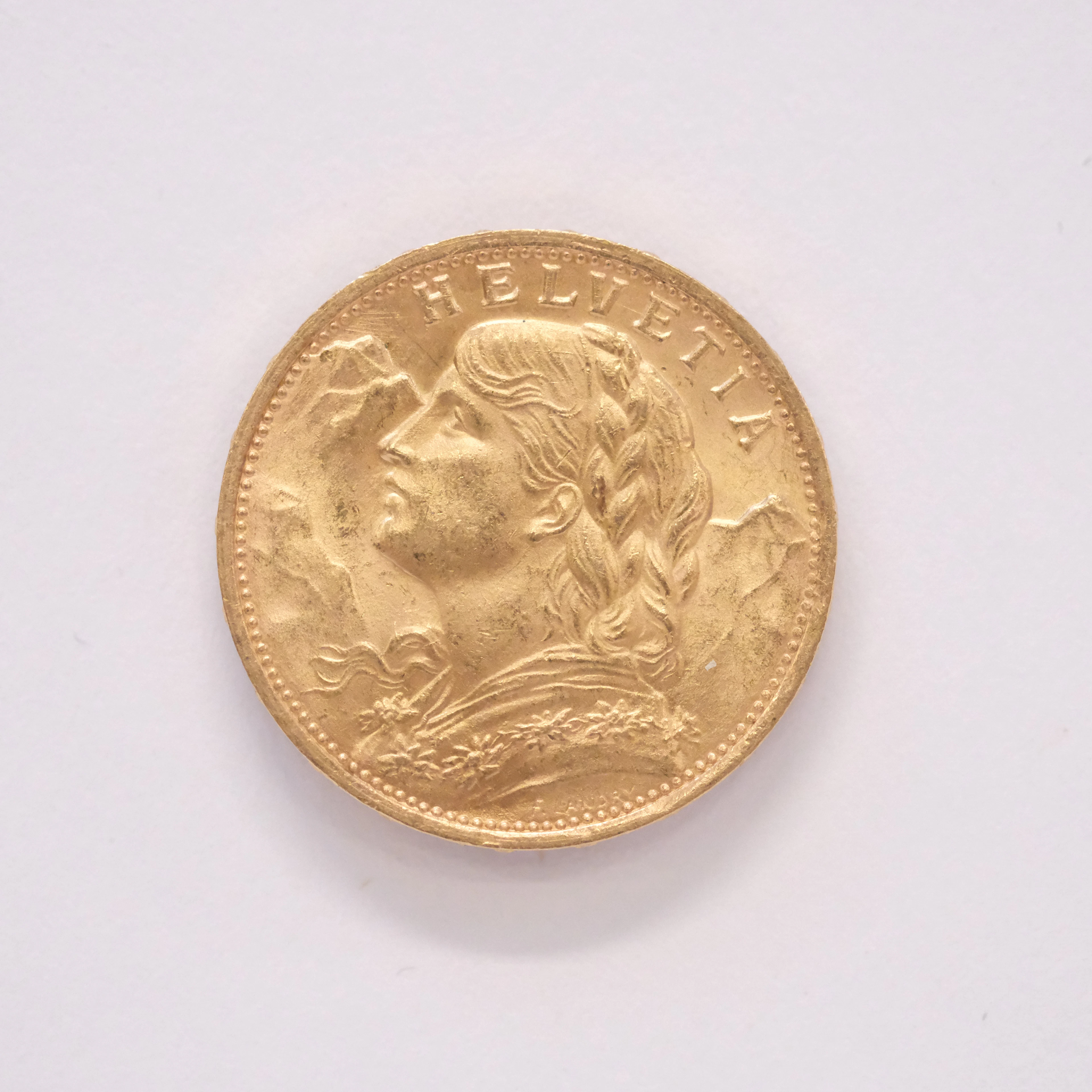 GULDMYNT, 20 FRANCS, SCHWEIZ, 21.6K GULD.
