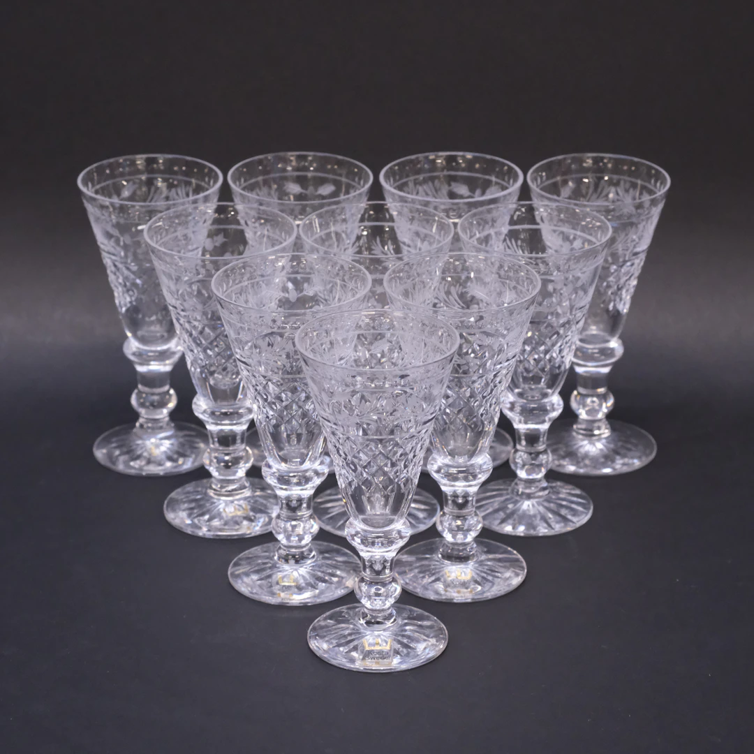 FRITZ KALLENBERG. SNAPSGLAS, "ELVIRA MADIGAN", KOSTA, 10 DELAR.