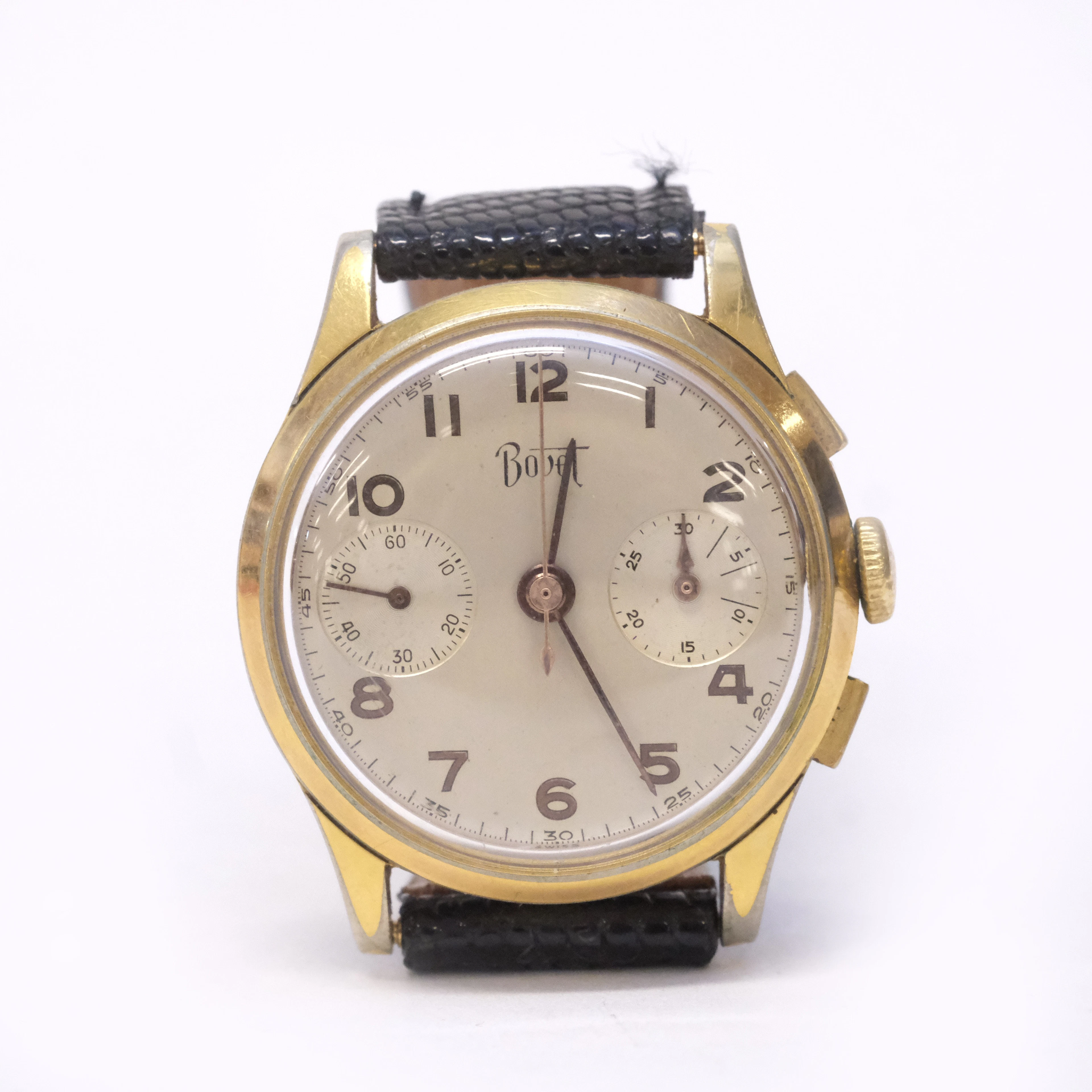 BOVET. ARMBANDSUR. MANUELL. GULD PÅ STÅL. 1930/40-TAL.