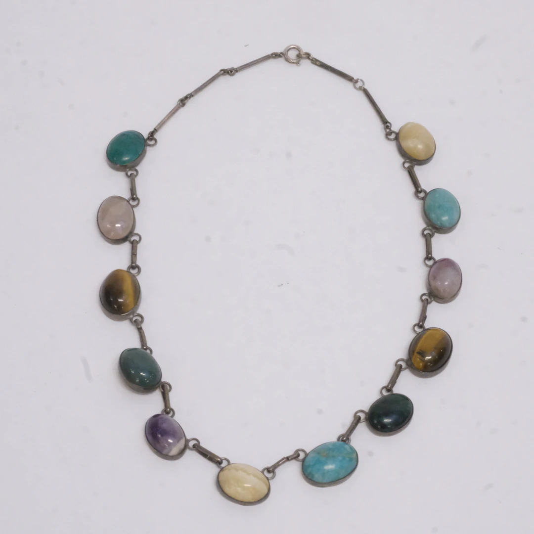 COLLIER MED KVARTSSTENAR, SILVER.