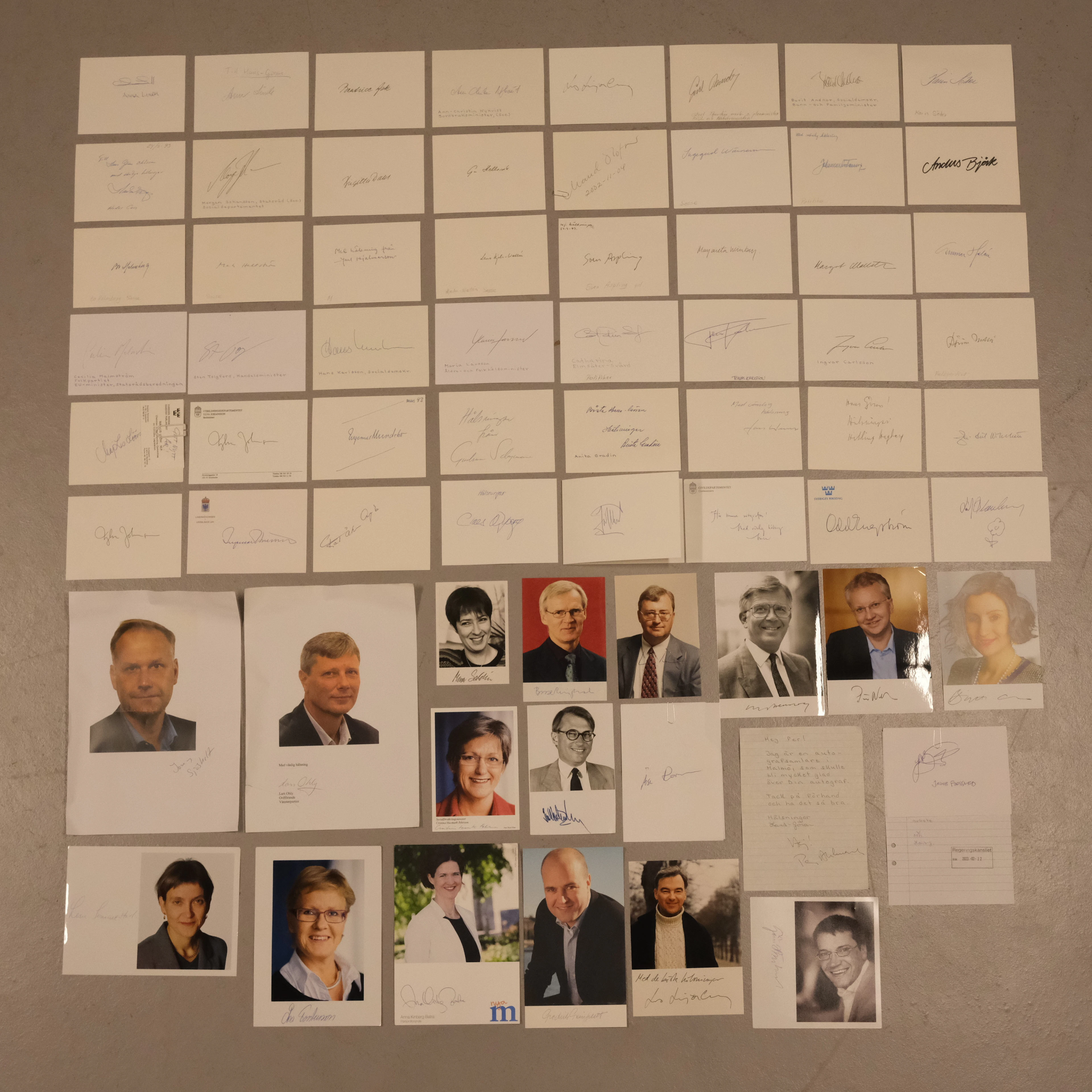 SAMLING AUTOGRAFER, SVENSKA POLITIKER.
