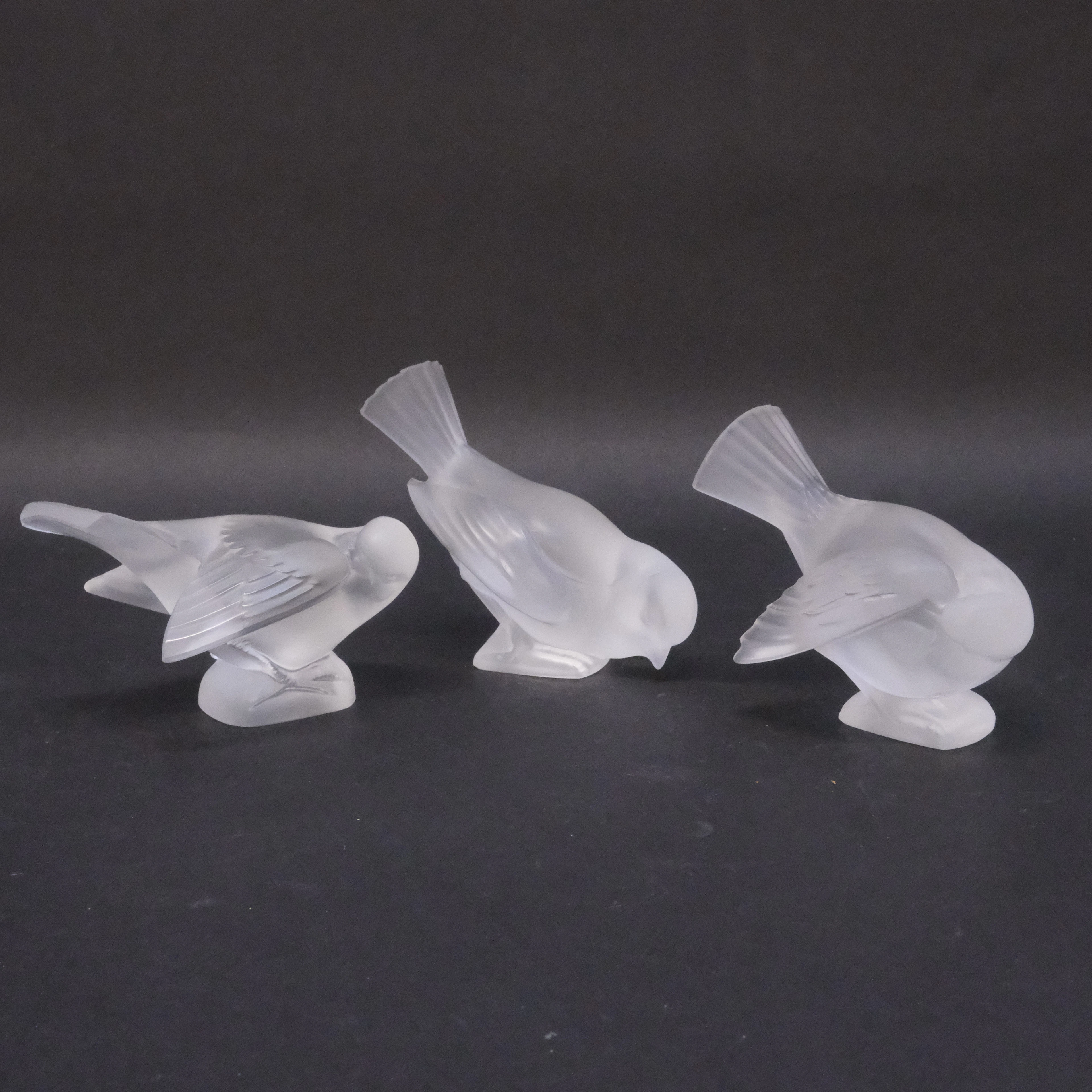 FÅGLAR, GLAS, LALIQUE, TRE STYCKEN.