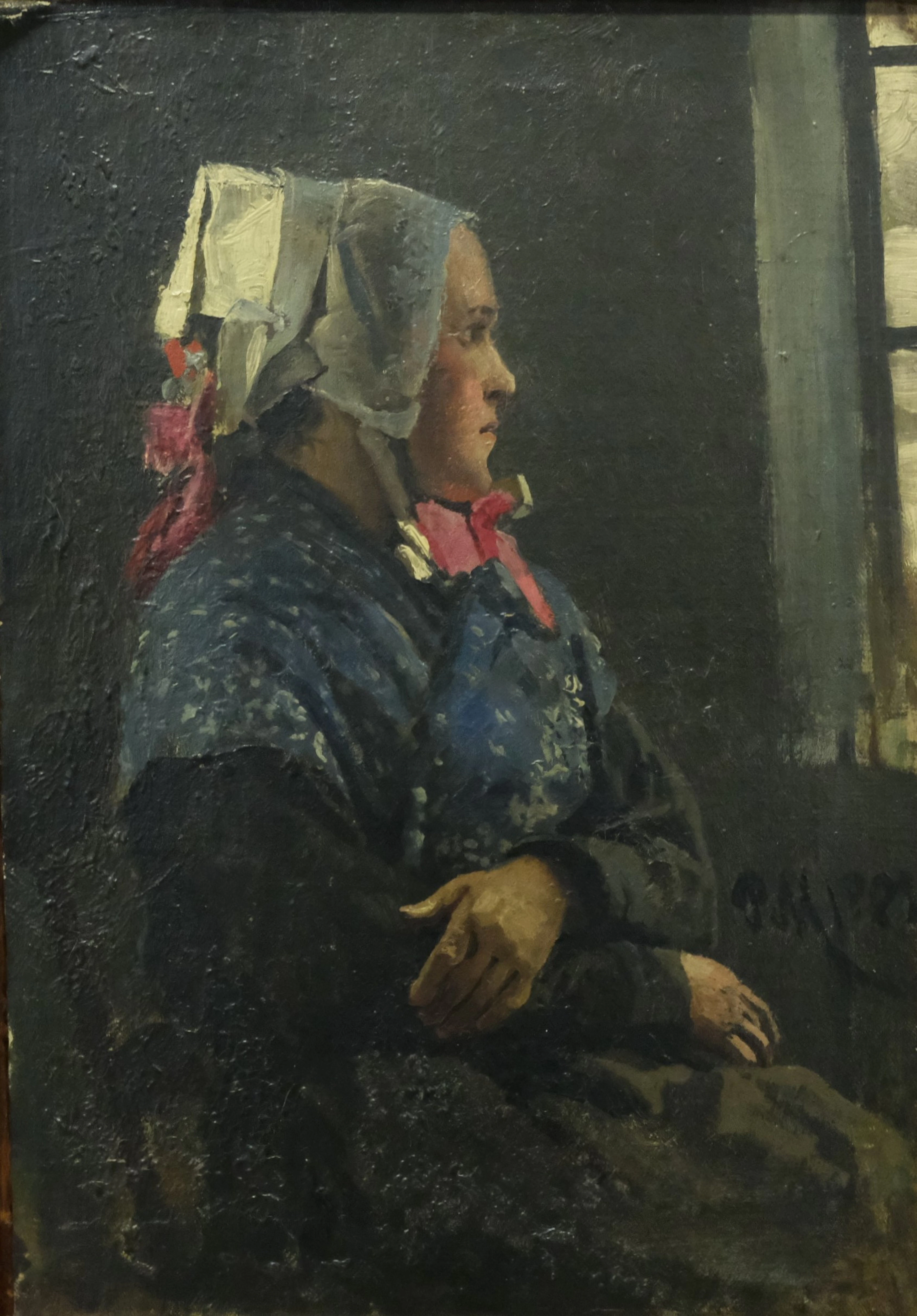 PEDER MÖNSTED. KVINNA SITTANDE VID FÖNSTER.