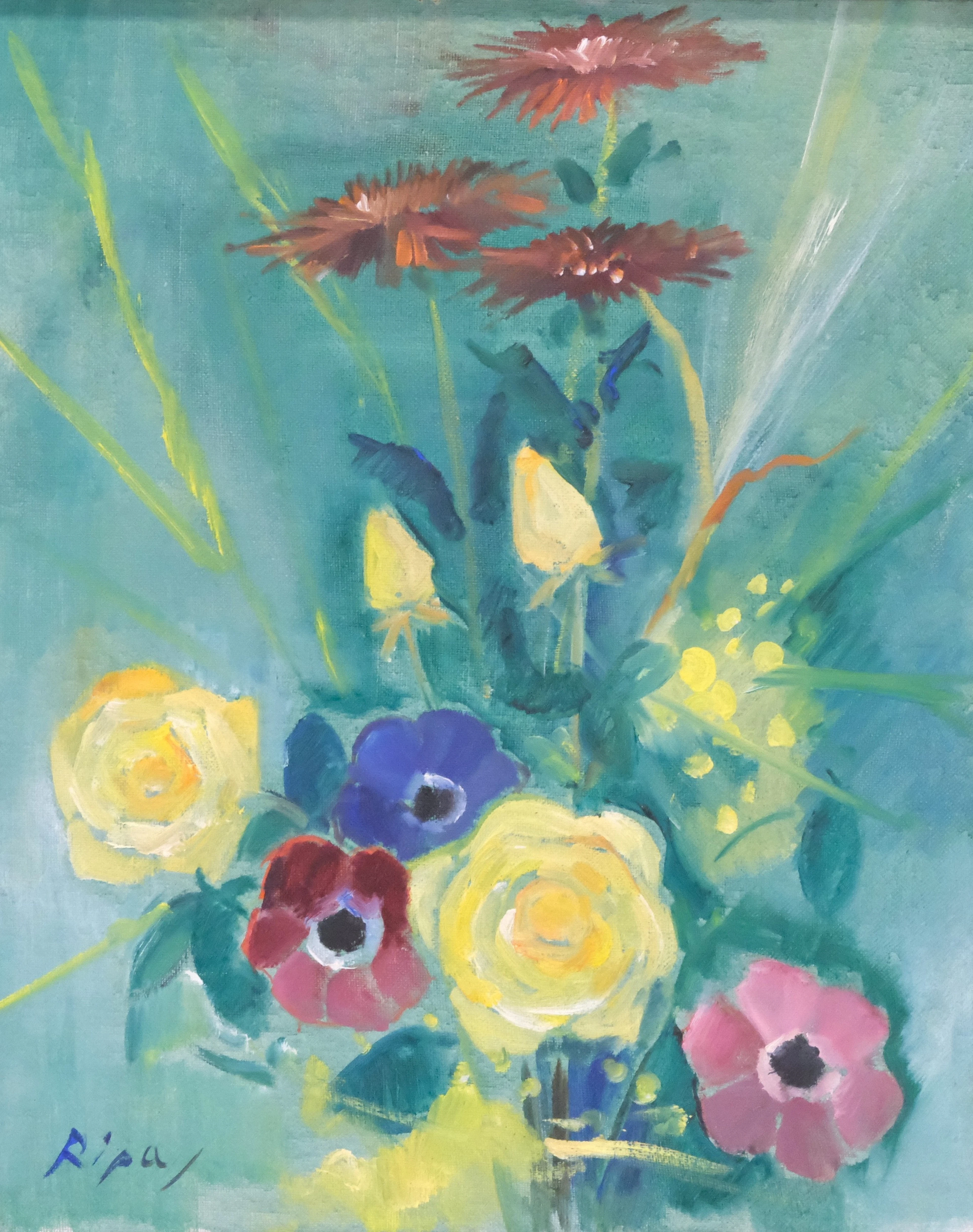 HANS RIPA. BLOMSTERSTILLEBEN, OLJA PÅ DUK.