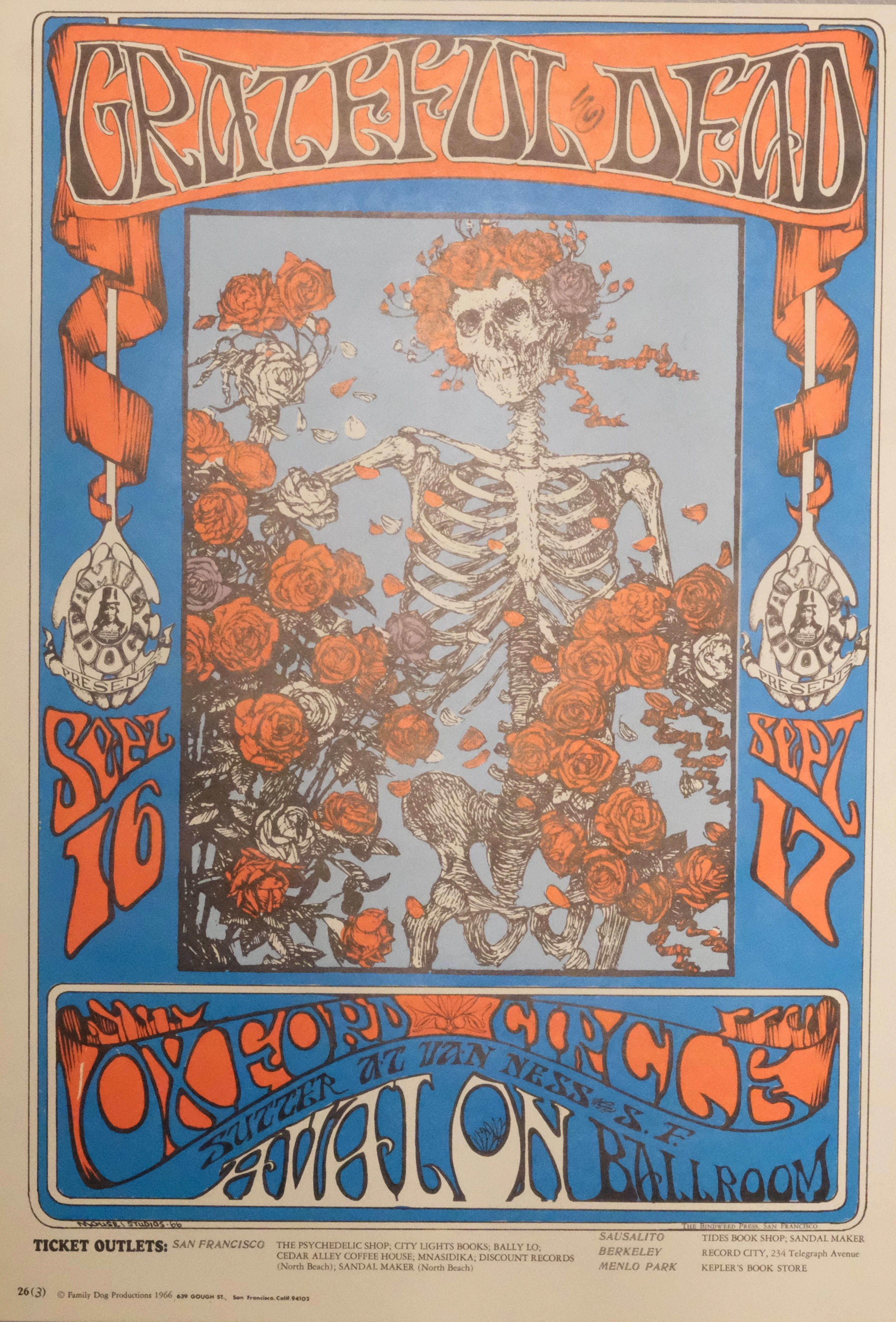 AFFISCH / POSTER, GRATEFUL DEAD, AVALON BALLROOM, 1960-TAL.