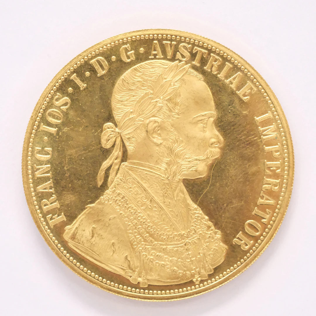 GULDMYNT, 4 DUKAT, ÖSTERRIKE-UNGERN, 23K GULD, SENARE UTGÅVA.