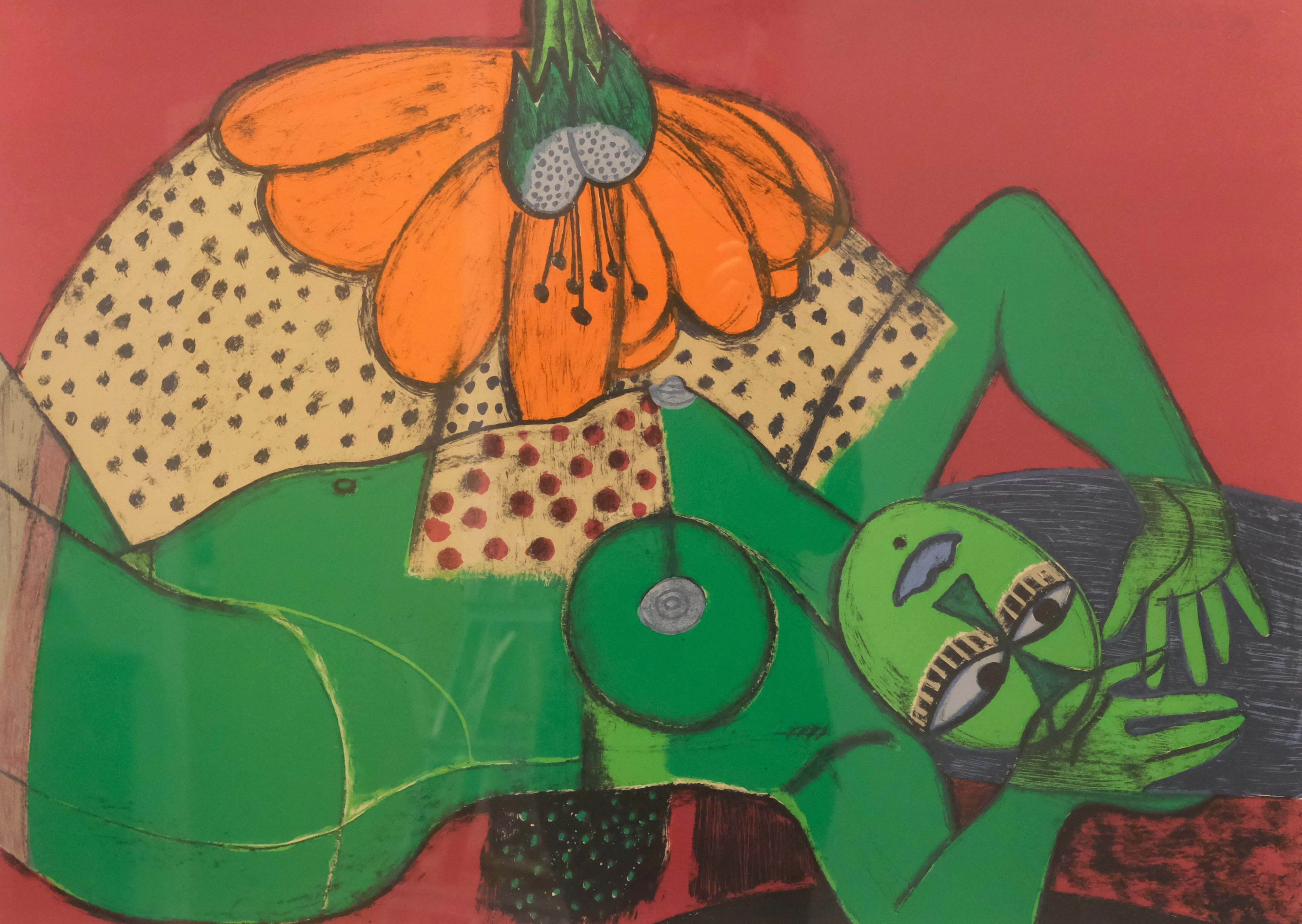GUILLAUME VAN BEVERLOO, "CORNEILLE". "UNDER BLOMMAN", FÄRGLITOGRAFI.