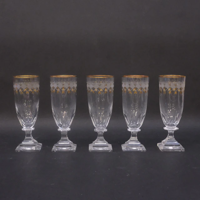 FERDINAND OCH WILHELM STUDE. CHAMPAGNEGLAS, FEM STYCKEN, "ODELBERG