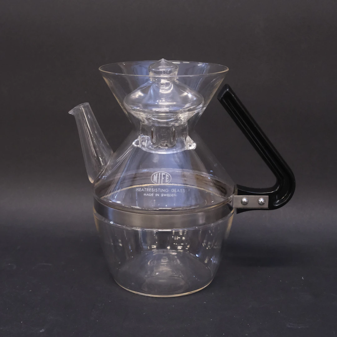 KAFFEKANNA, GLAS, "FILTRA", NIFE, 1960-TAL.