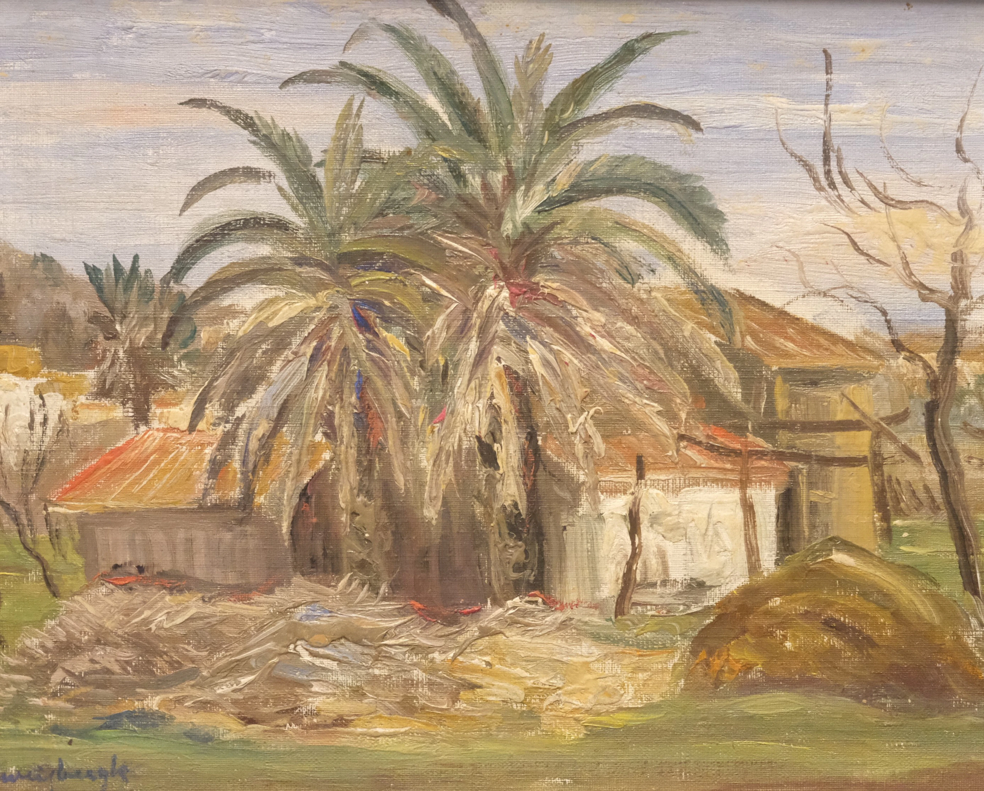 BO VON ZWEIGBERGK. "PALMER PROVENSALSK BONDGÅRD 1930", OLJA PÅ PANNÅ.