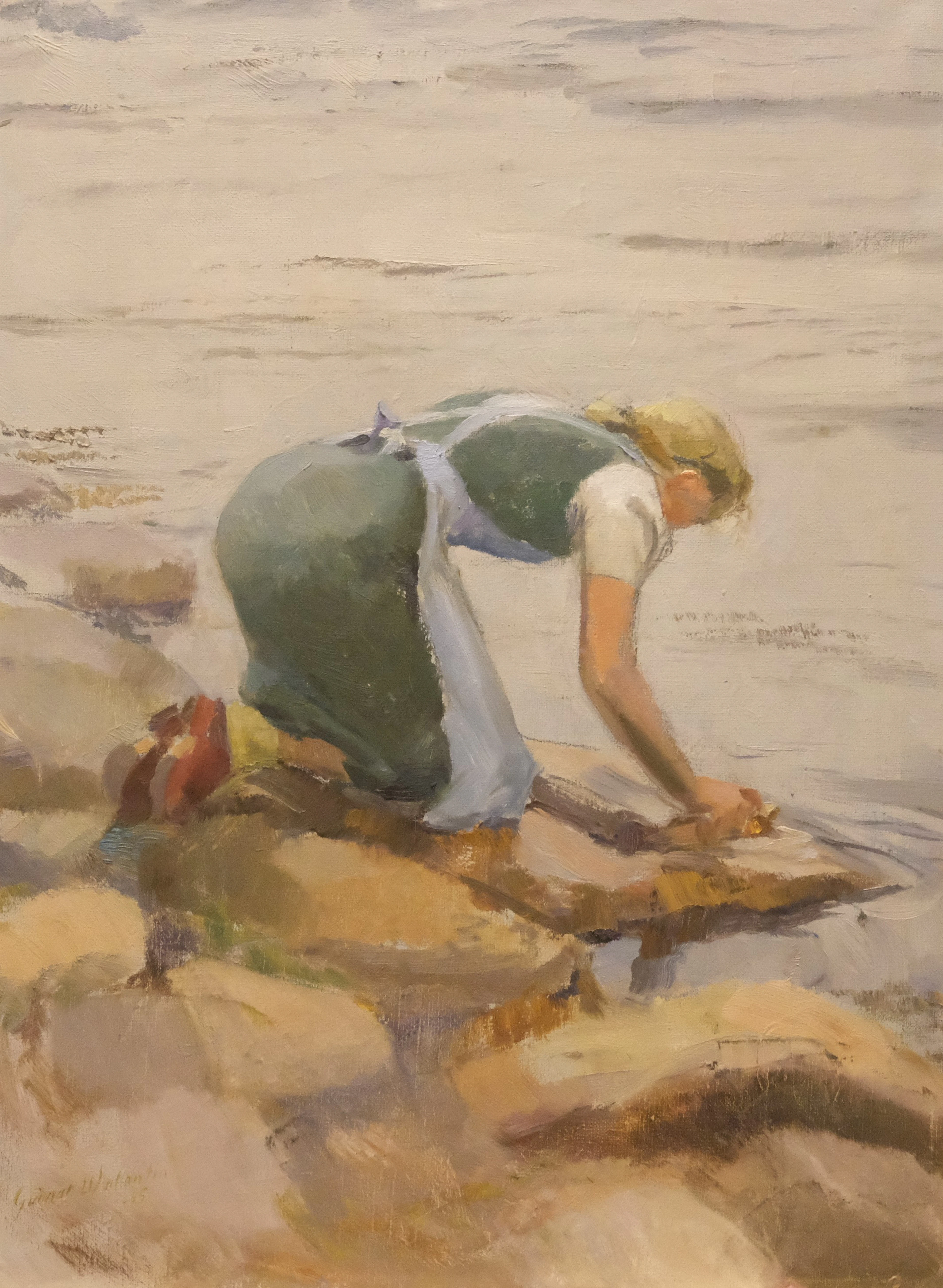 GUNNAR WALLENTIN. "TVÄTTFLICKAN", 1945, OLJA PÅ DUK.